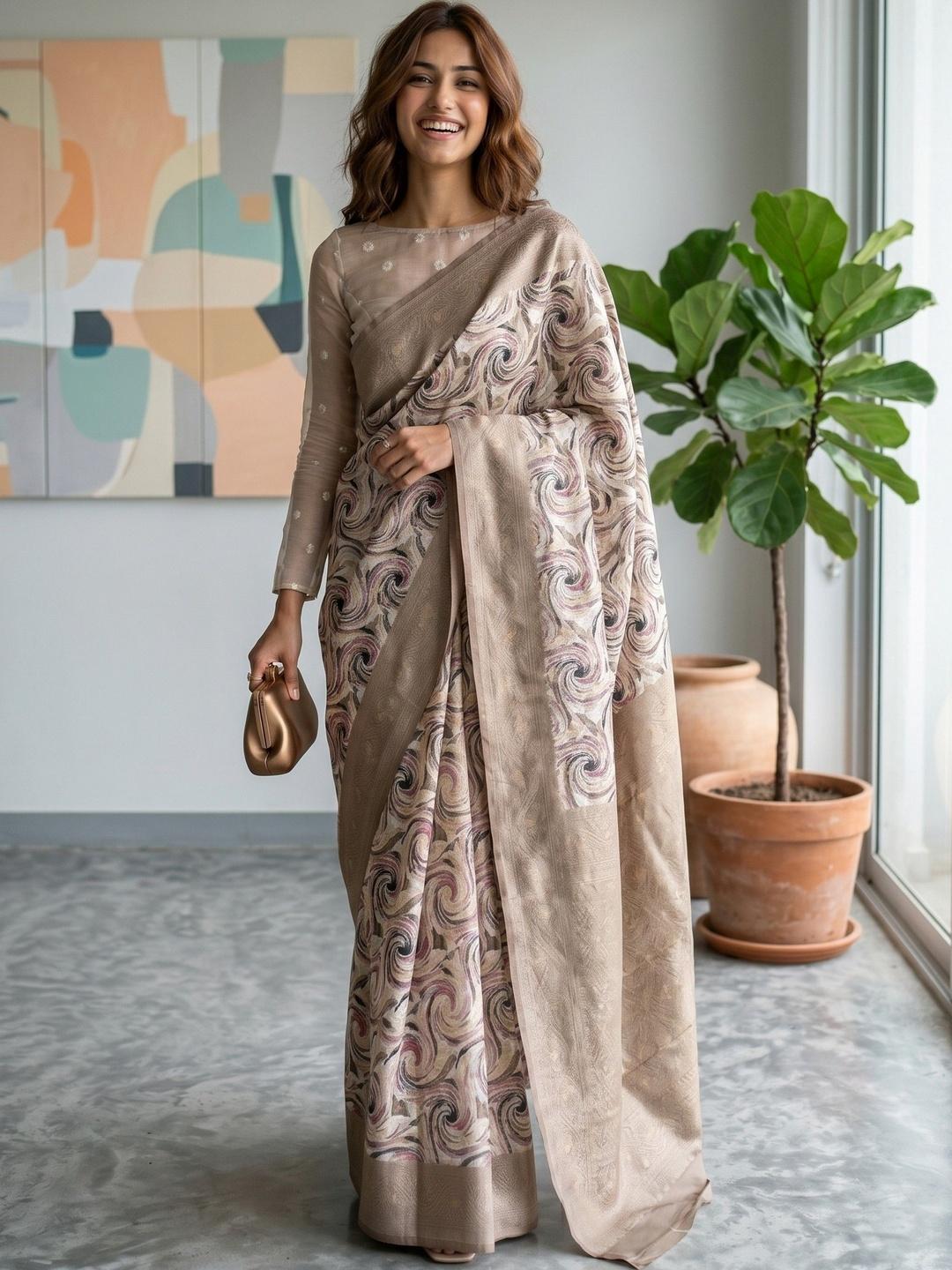 R K MANIYAR Pure Cotton Designer Saree - Image 1