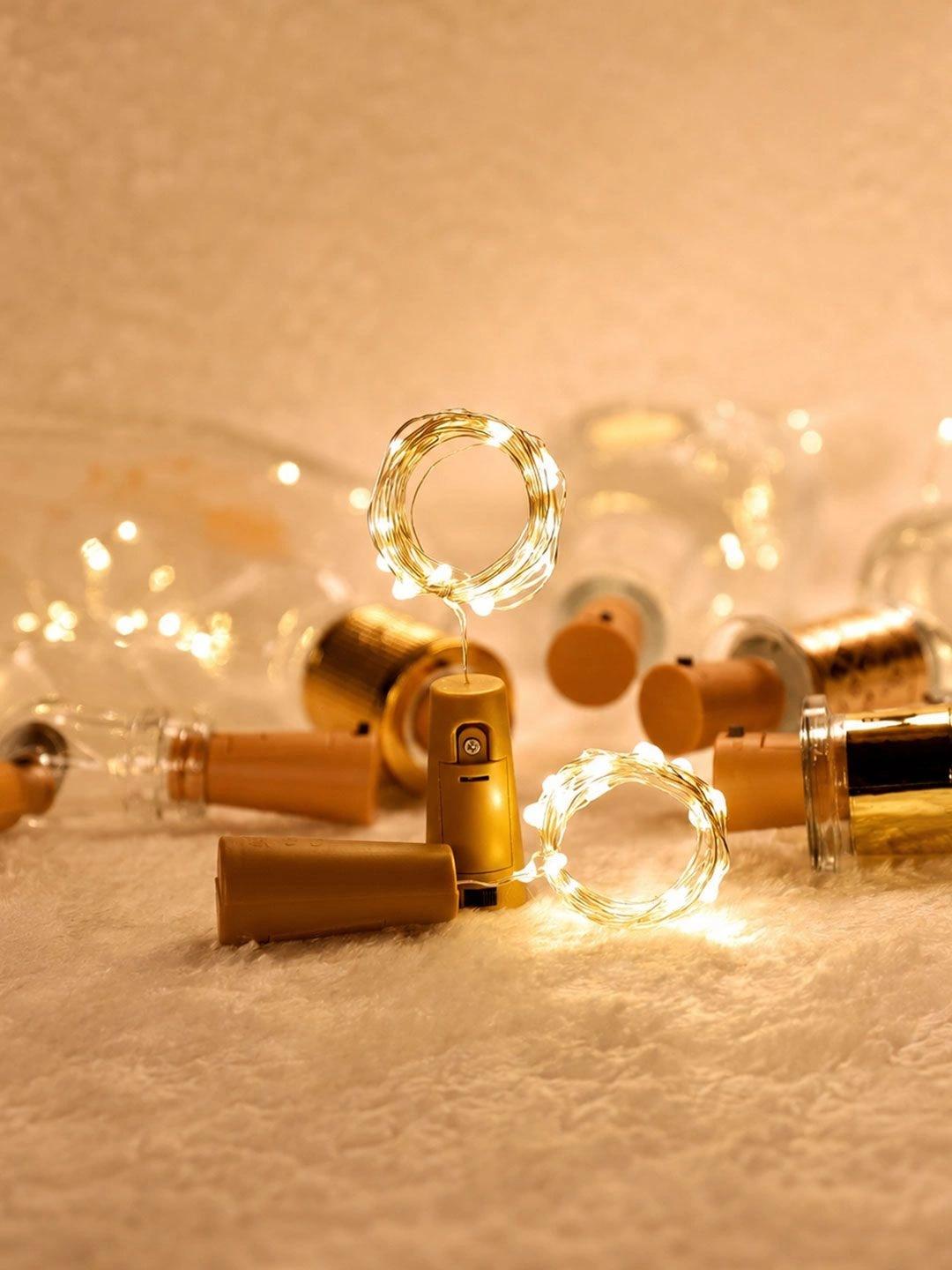 EarthCraft 6-Pcs Brown & Beige Bottle Cork String Lights - Image 1