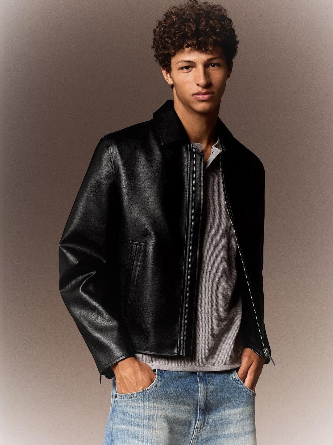 Bershka Boxy Leather Effect Jacket - Image 1