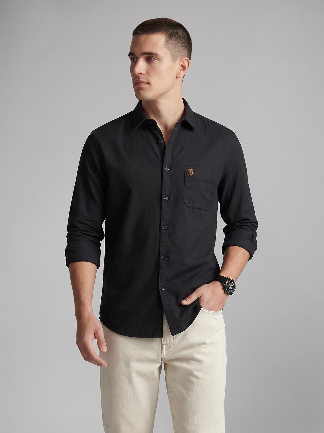 U.S. Polo Assn. Denim Co. Spread Collar Cotton Shirt Blue - Image 1