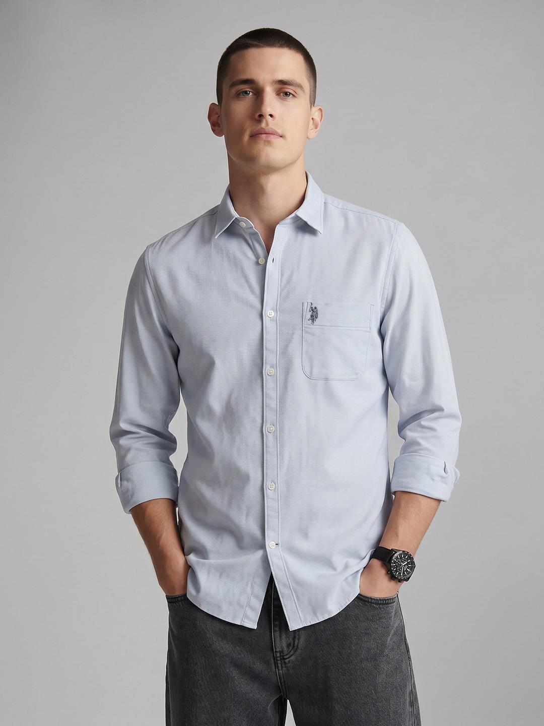 U.S. Polo Assn. Denim Co. Spread Collar Casual Shirt, Blue