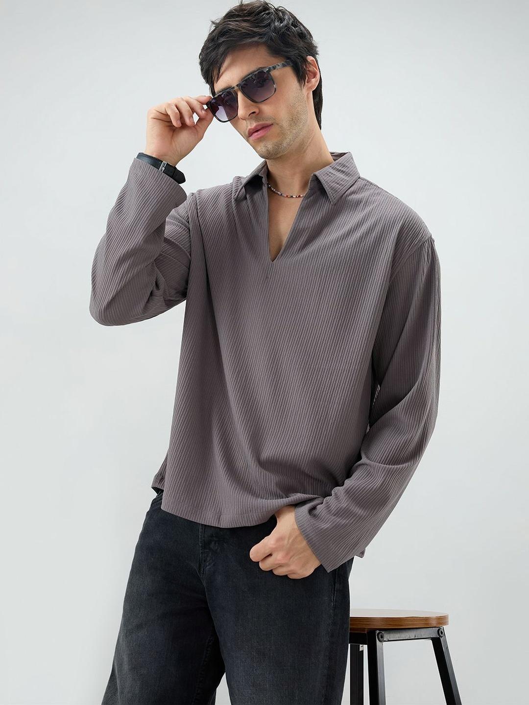 VASTRADO Graphite Grey Oversized Polo Shirt