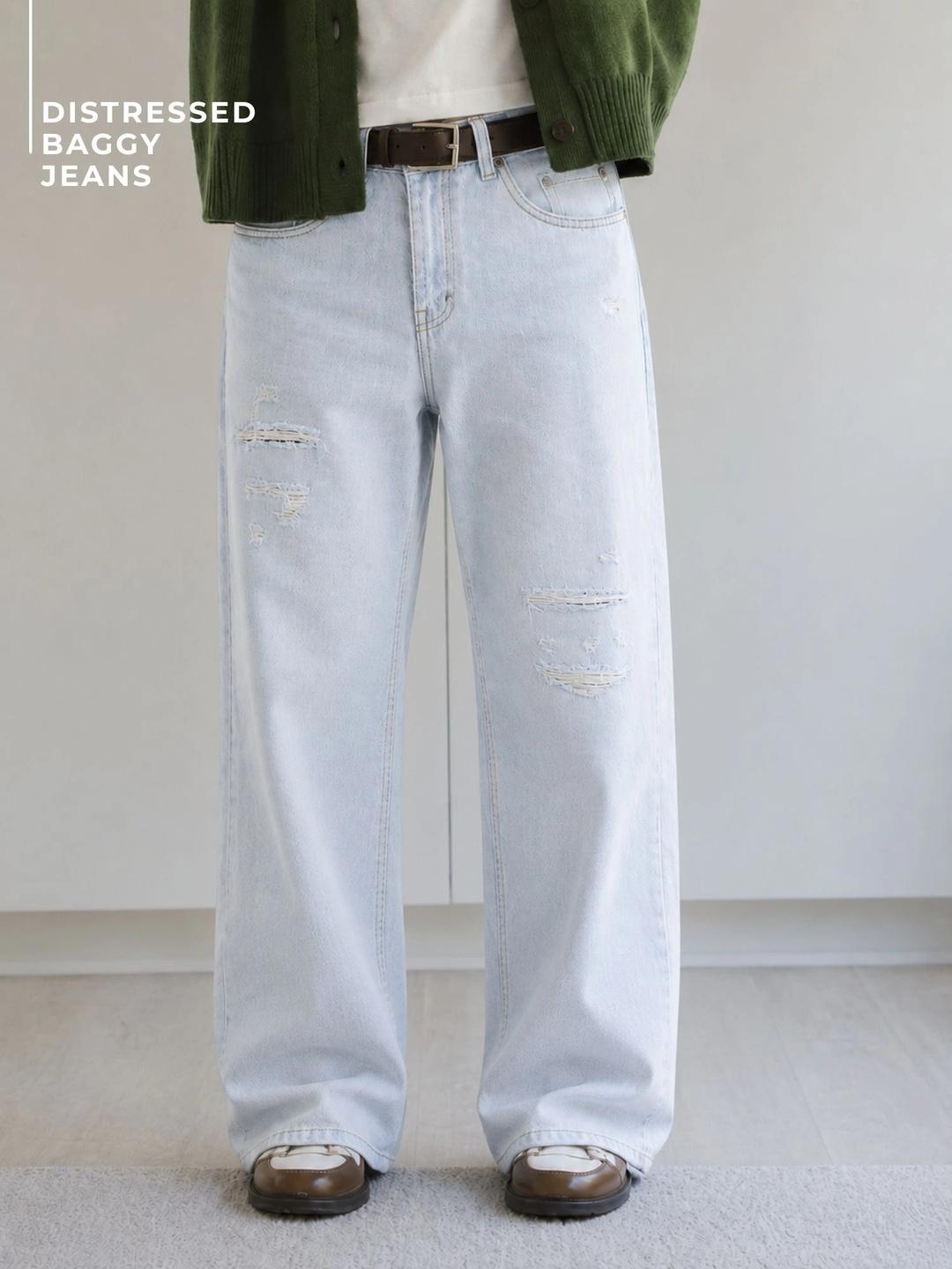 DENNISON Distressed Baggy Fit Jeans - Image 1