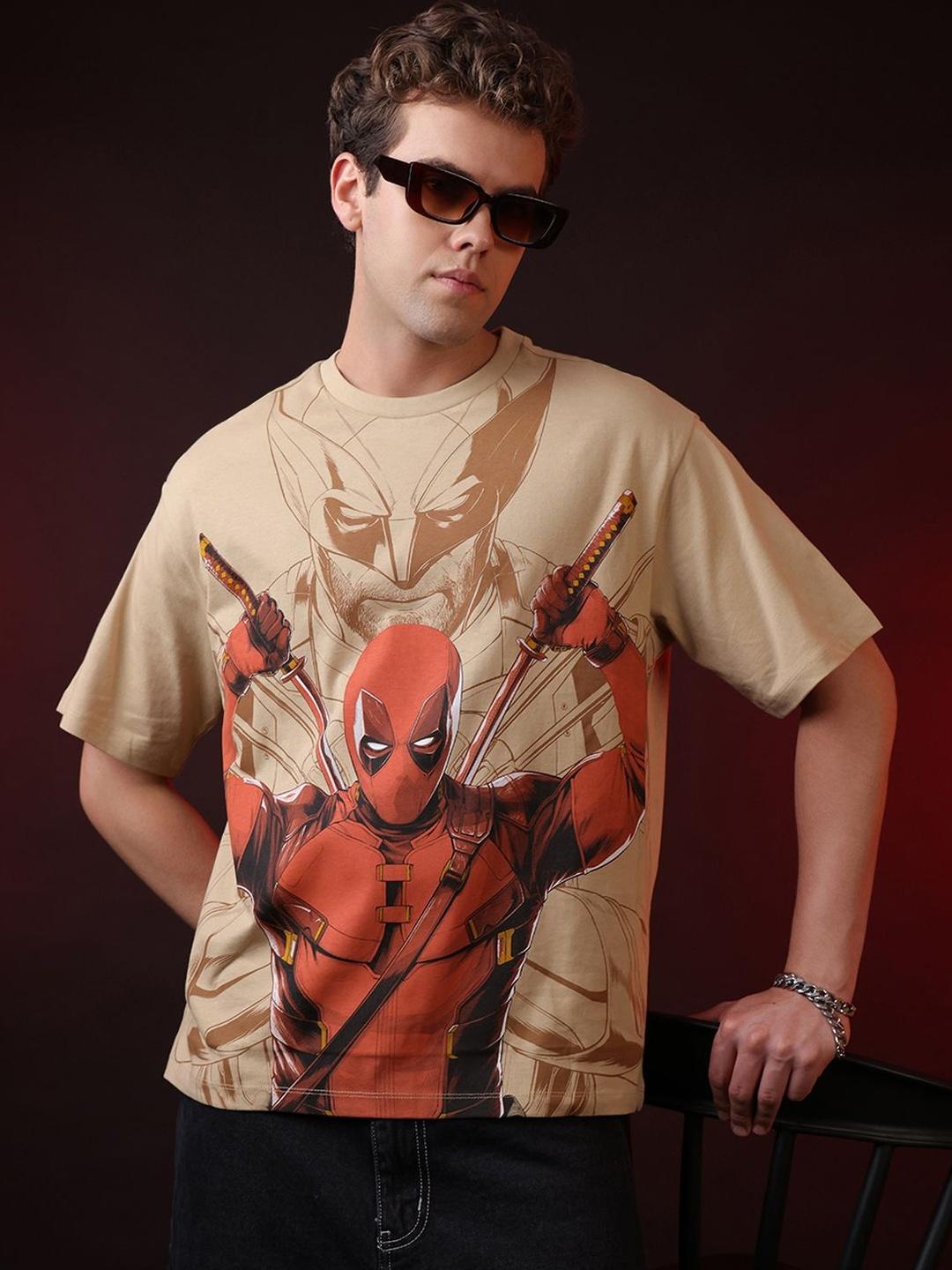 Free Authority Deadpool Printed Cotton Oversized T-Shirt - Image 1