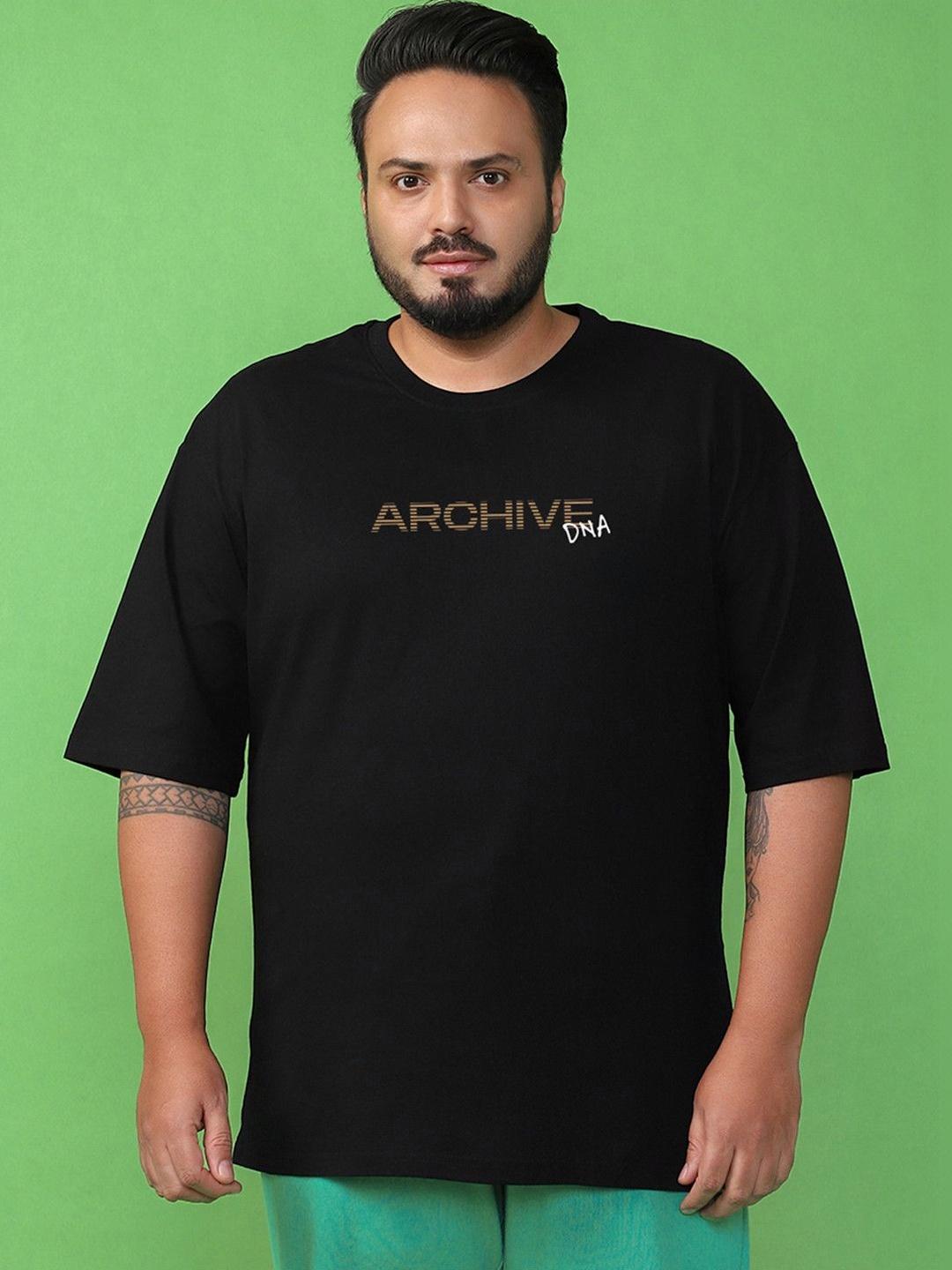 Bewakoof Plus Men Jet Black Oversized T-Shirt - Image 1