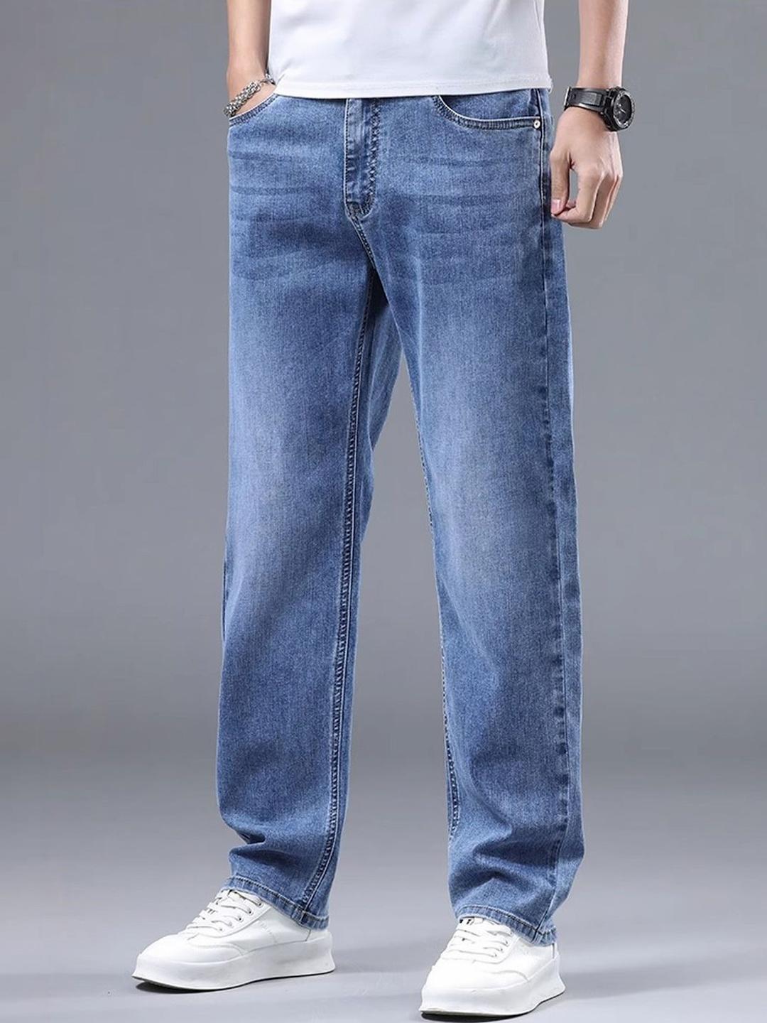 StyleCast Men Straight Fit Mid-Rise Denim Light Fade Jeans Blue - Image 1