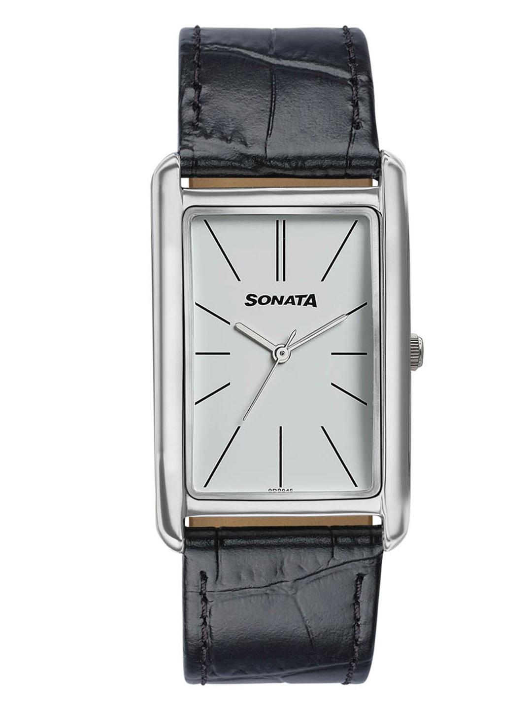 Sonata Men Ascent White Dial Analog Watch 77196SL01
