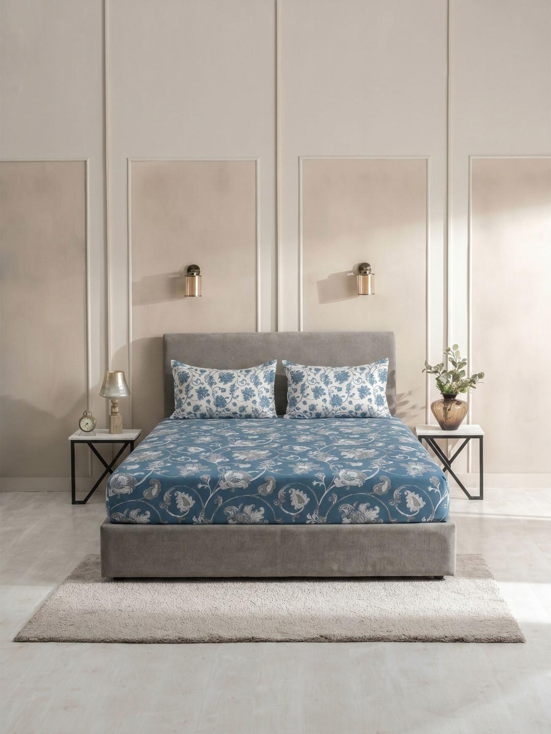 DDecor Blue Ethnic Motifs 144 TC Queen Bedsheet