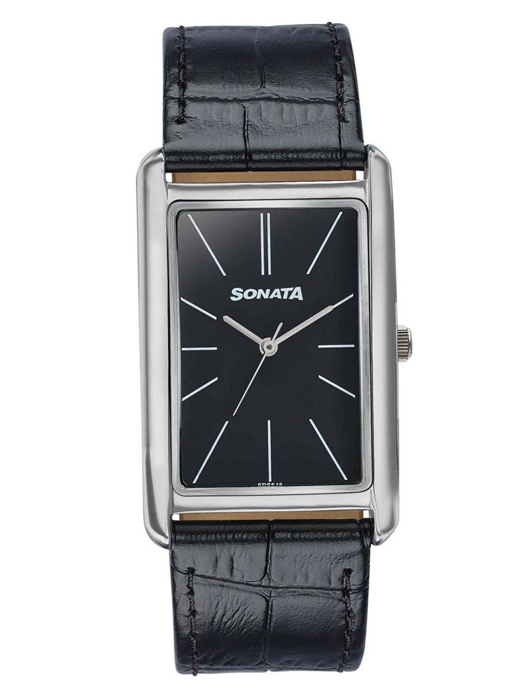 Sonata Men Ascent Black Dial Analog Watch 77196SL02 - Image 1