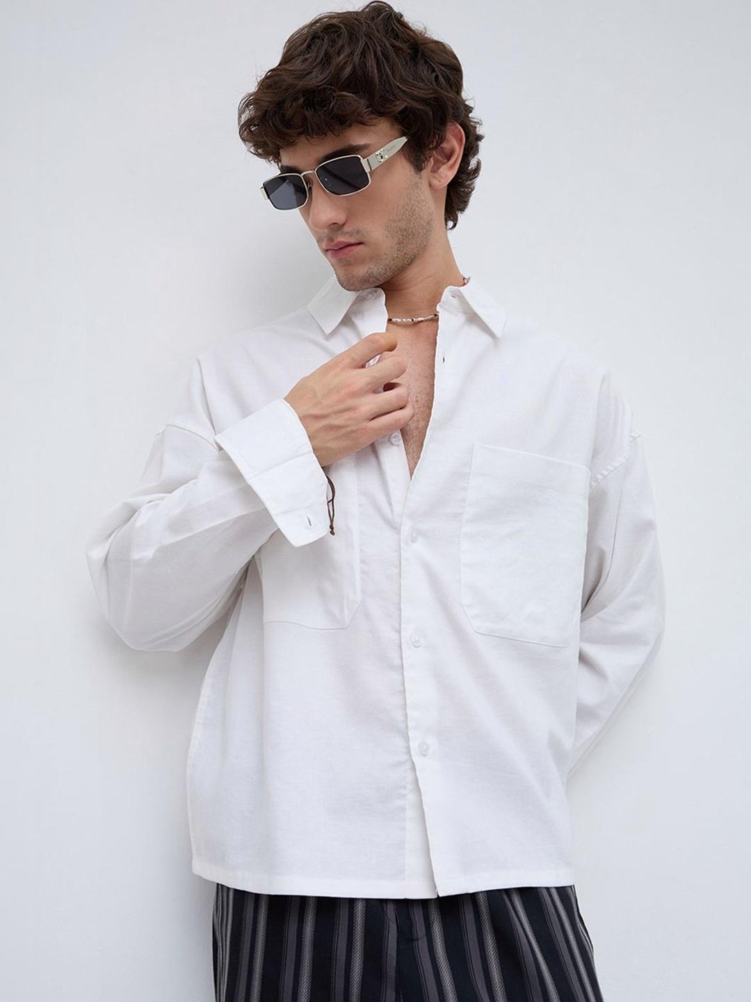 VASTRADO Essential White Crop Boxy Fit Utility Shirt