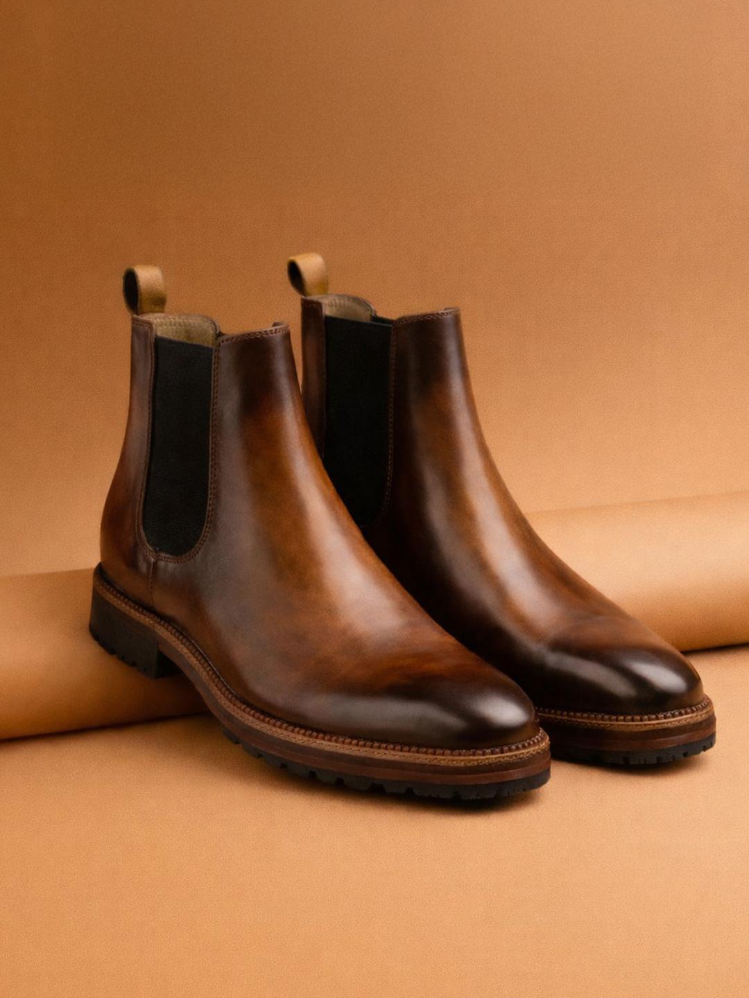 MILLE DOLLARI Round Toe Leather Chelsea Boots - Image 1