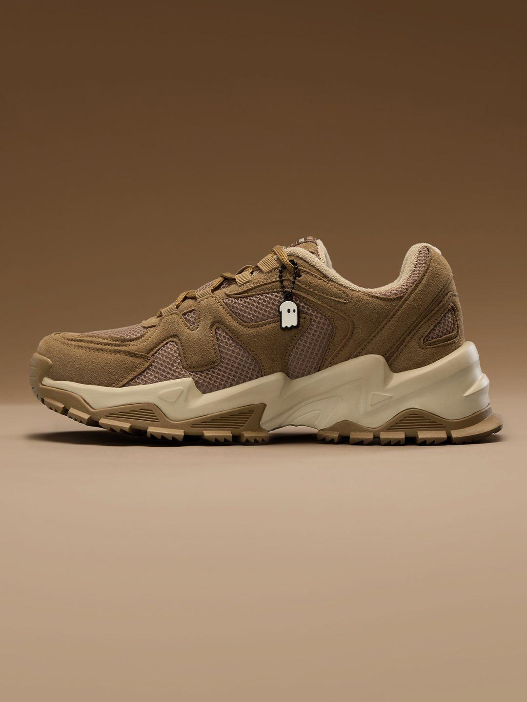 The Souled Store Mens Textured Brown Low Top Sneakers - Image 1