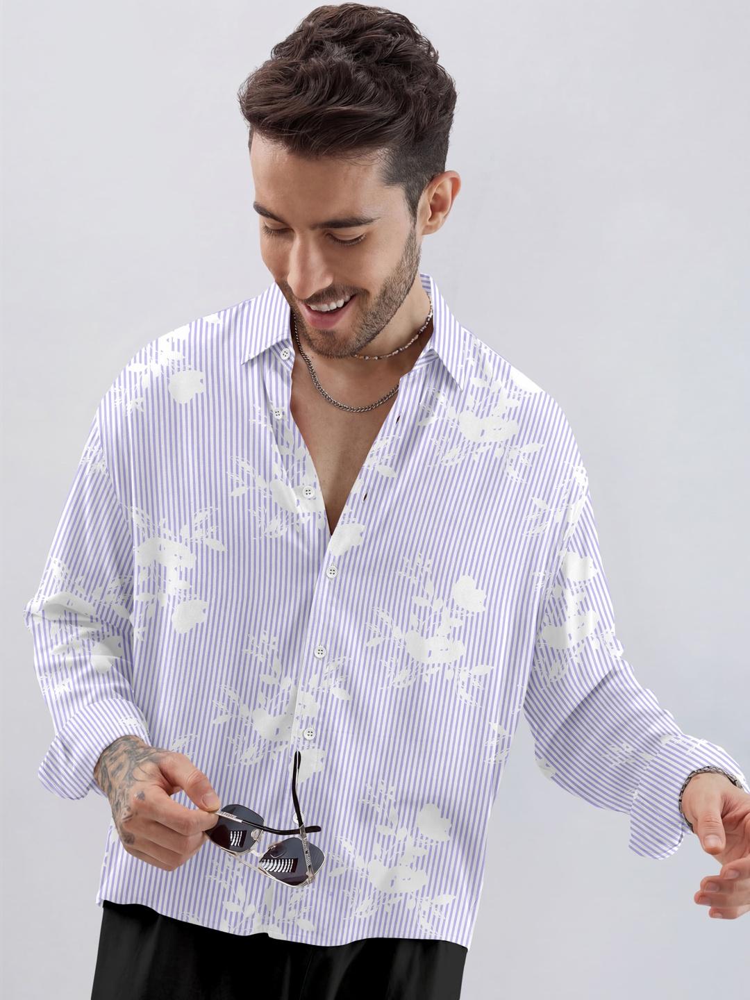 SANBROS Men Relaxed Fit Vertical Stripes Casual Shirt - Image 1