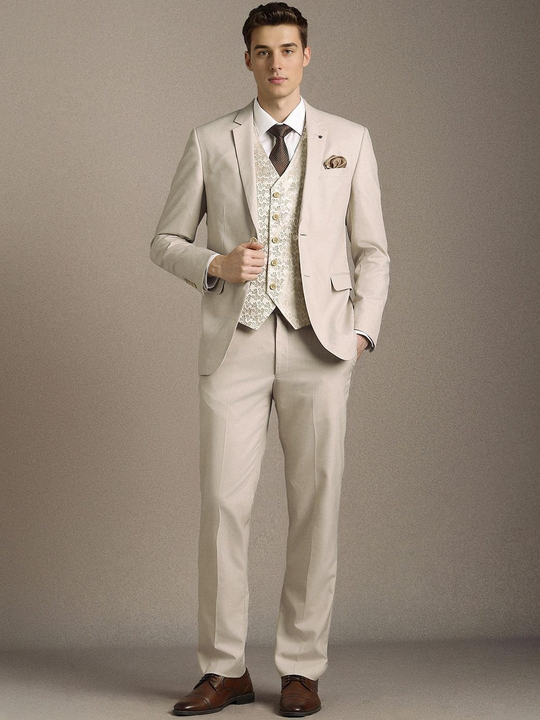Louis Philippe Textured Slim-Fit Three-Piece Suit - Image 1