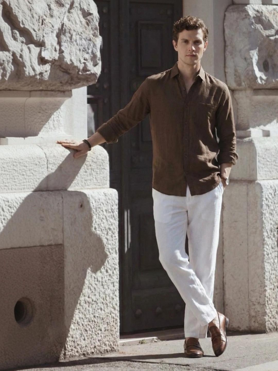 Roadster Men Solid Linen Casual Shirt