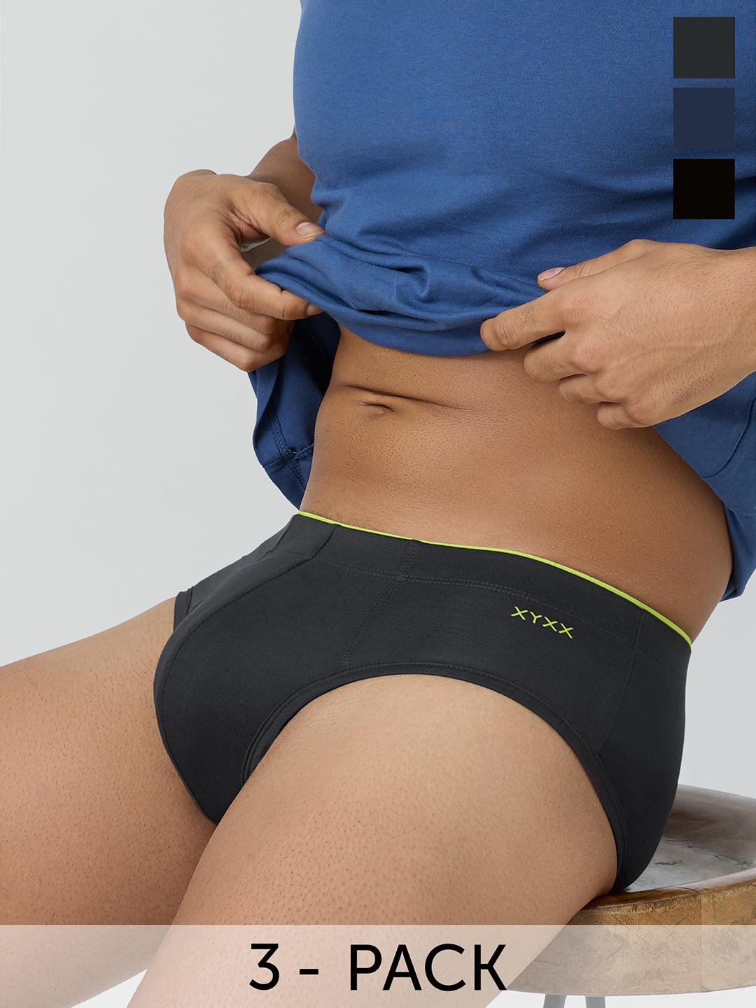 *ゆみ* Buy XYXX Men Solid Pack Of 3 Uno IntelliSoft Micro Modal Brief