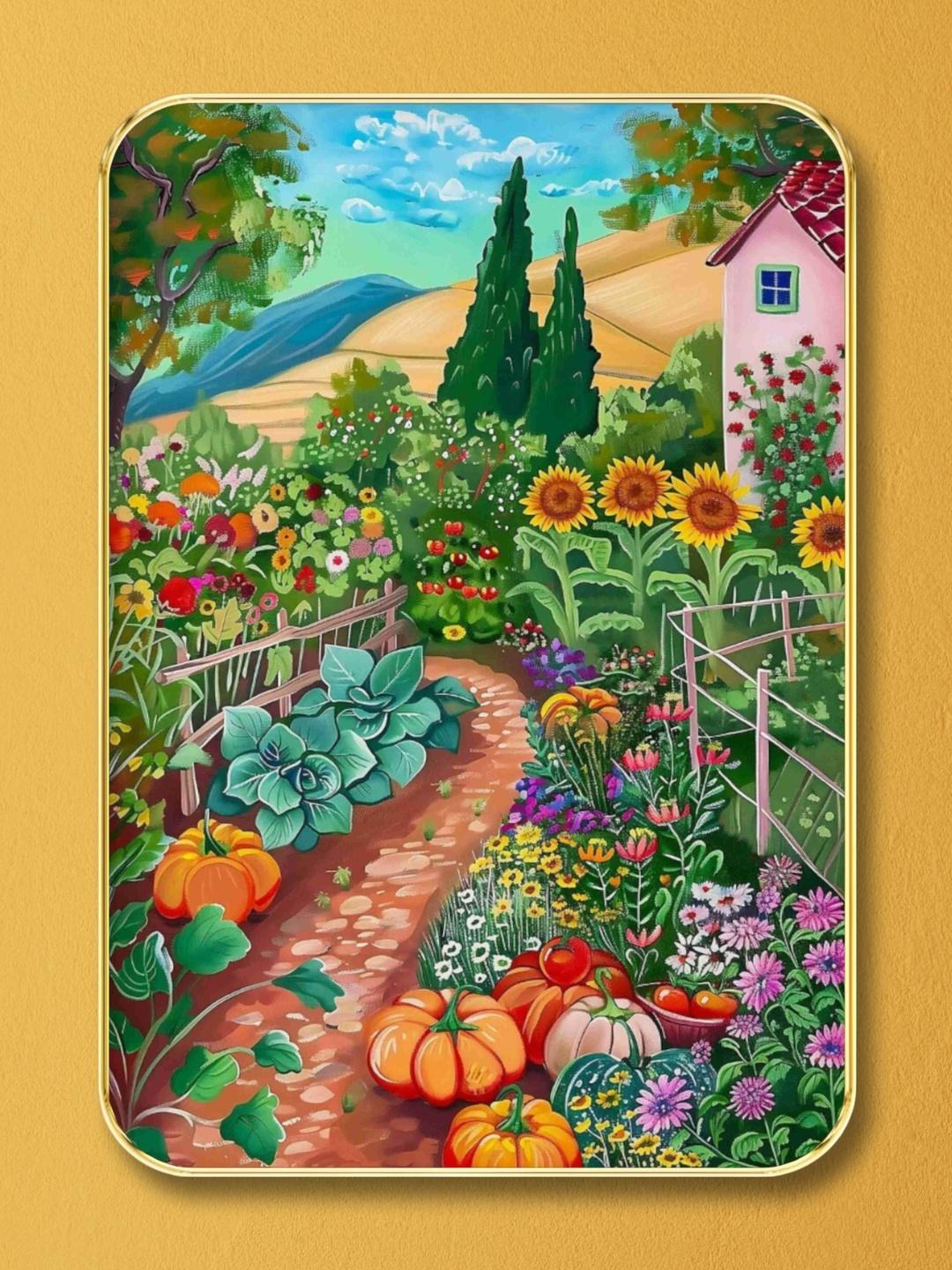 Buy SAF Countryside Garden Art Print Golden Frame Wall Art - Wall