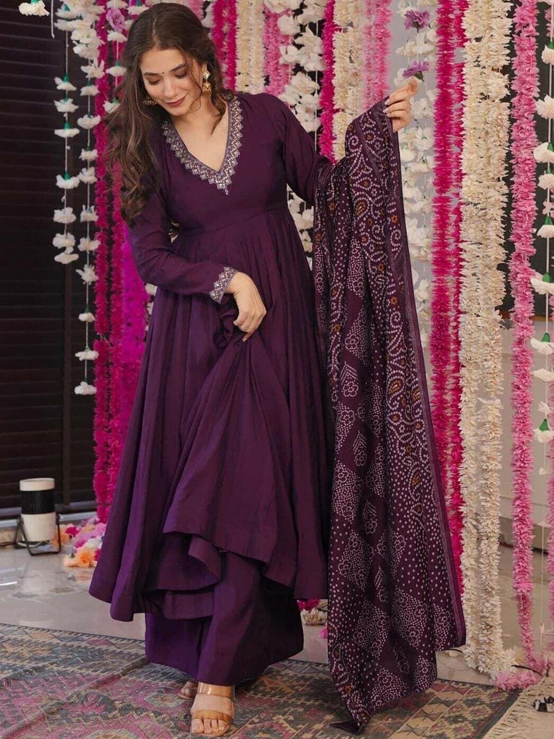 SIDDESHWARY FAB Women Ethnic Motifs Embroidered Kurta with Palazzos & - Image 1
