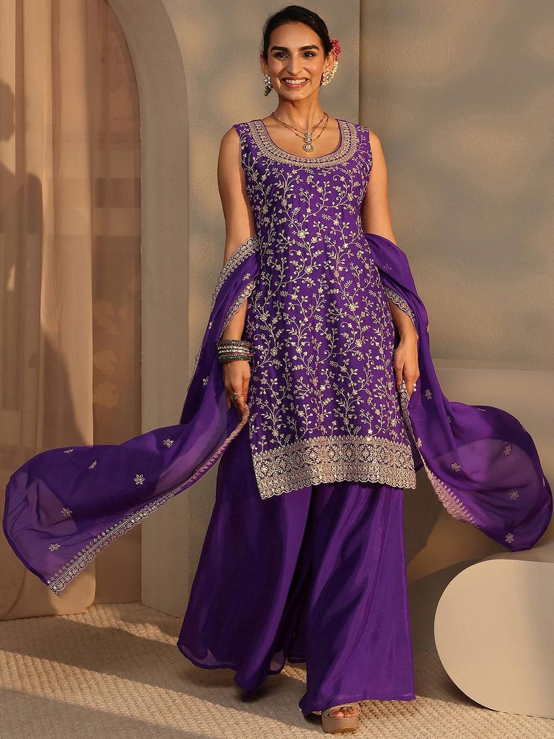 Libas Women Ethnic Motifs Embroidered Kurta with Sharara & Dupatta - Image 1