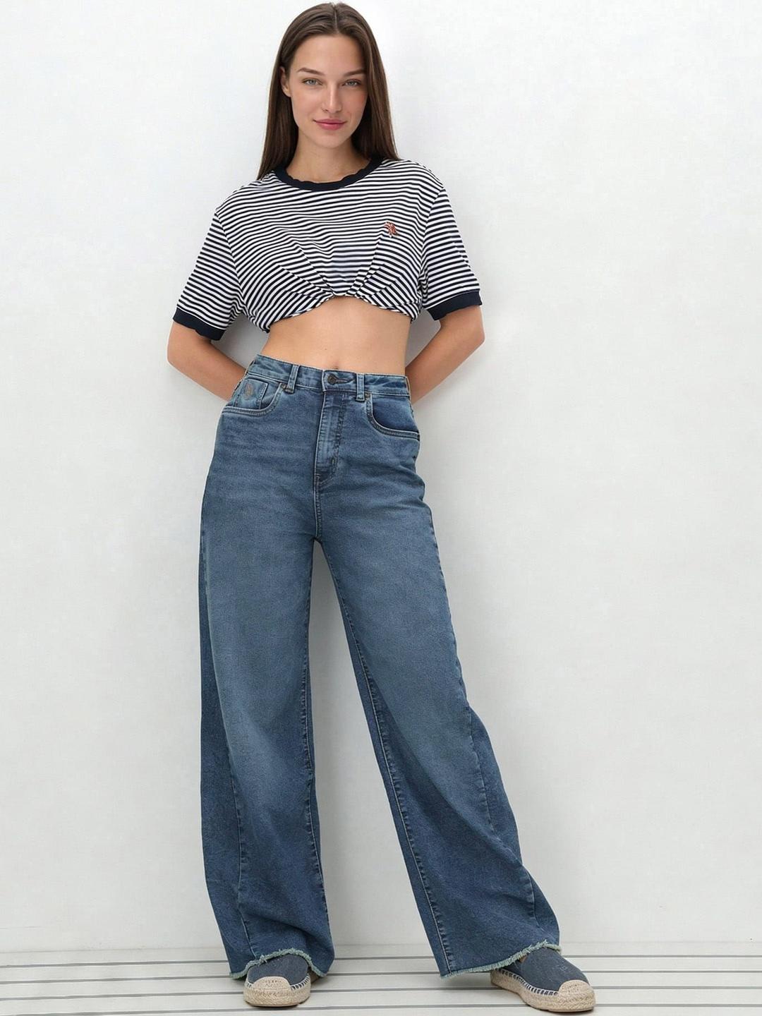 U.S. Polo Assn. Women High-Rise Light Fade Cotton Stretchable Jeans - Image 1