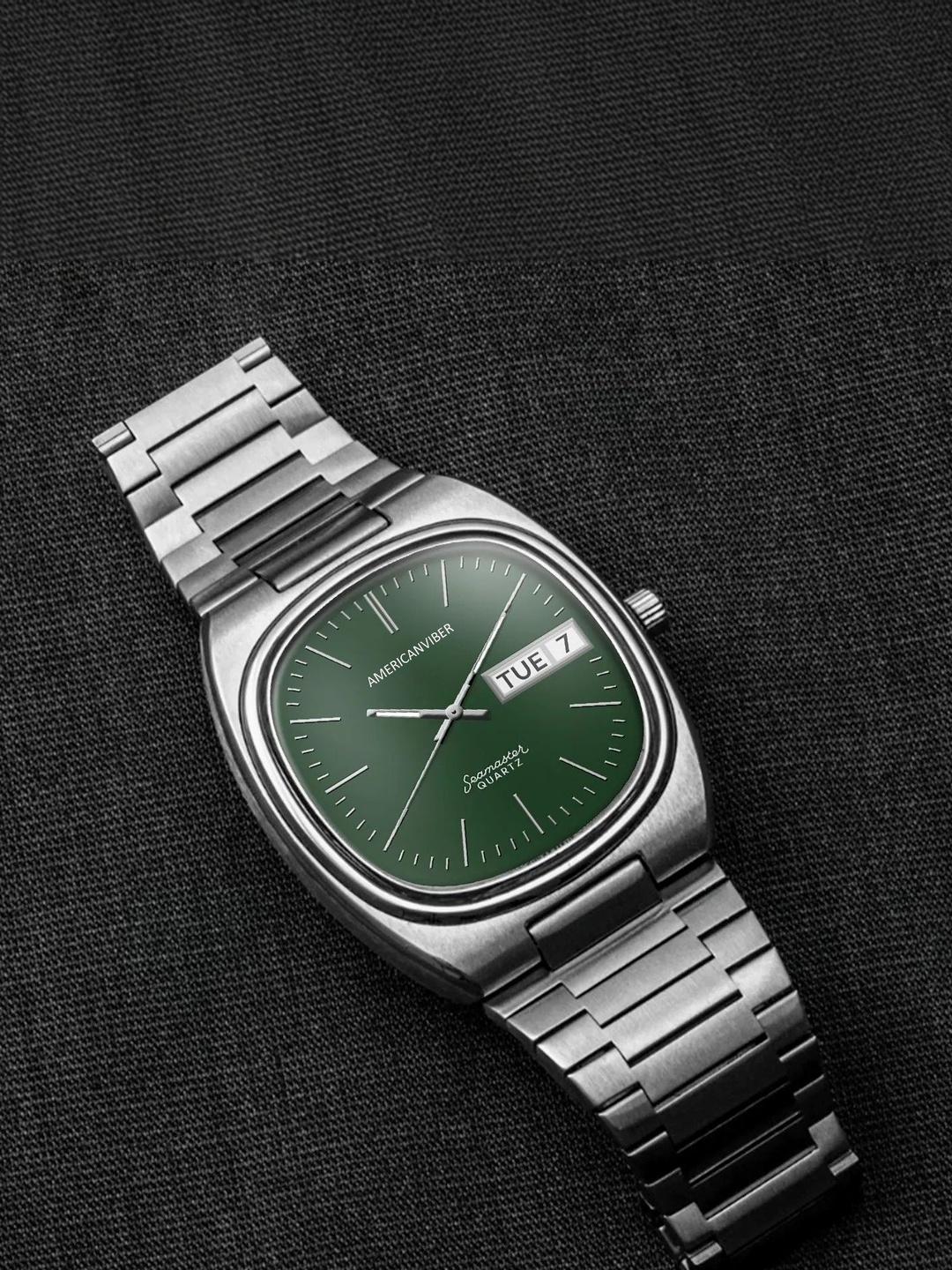 Americanviber Men Brass Dial Stainless Steel Watch AVM0032 - Image 1