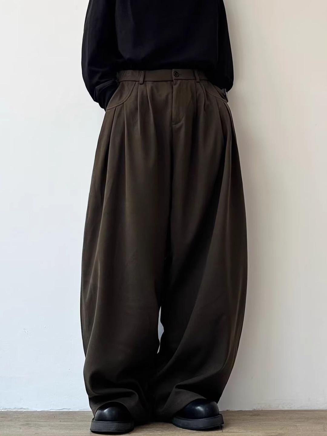 ANDREW HILL Men Casual Loose Fit Mid-Rise Solid Trousers - Image 1