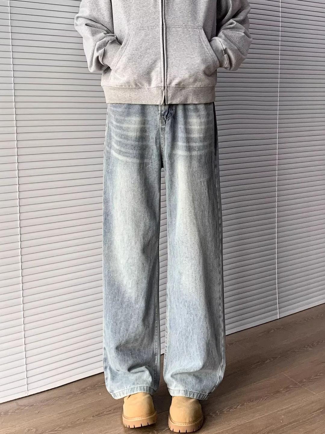 StyleCast x Revolte Men Wide Leg Mid-Rise Light Fade Jeans - Image 1