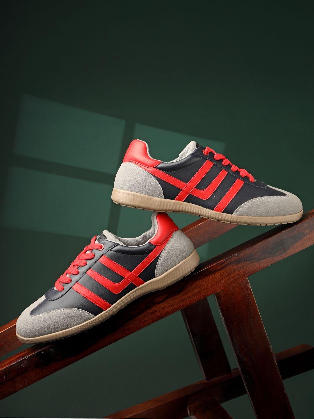 Buy HOS Men FELIX Colourblocked PU Coated Leather Lace-Up Sneakers