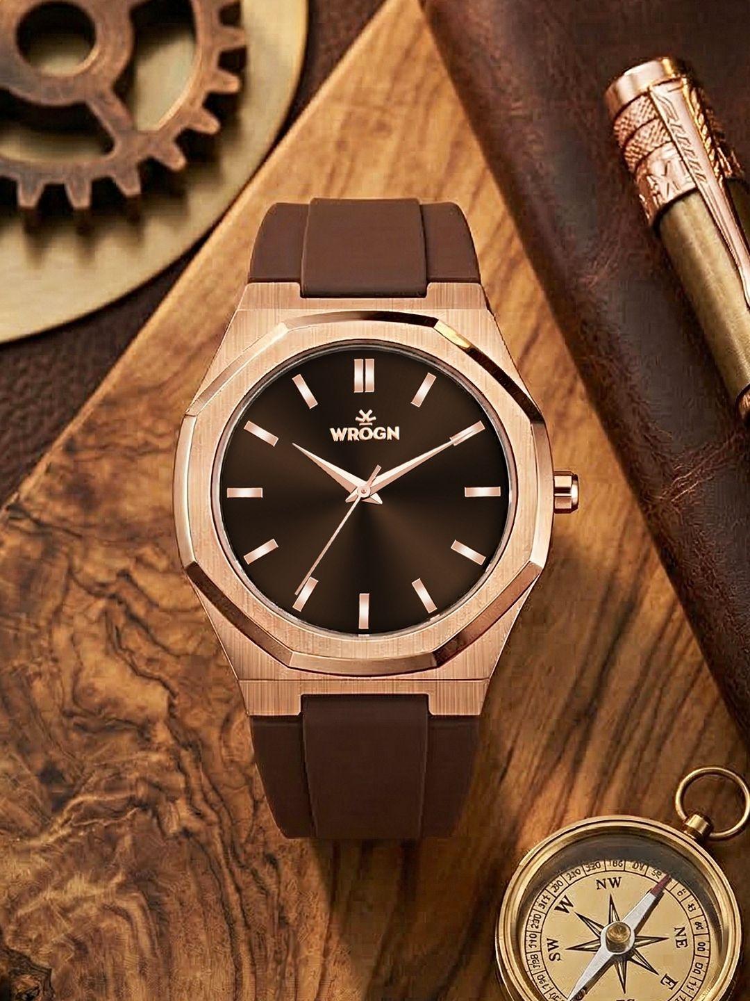 WROGN Men Brass Dial Watch HOBWRG-CH789-RGBR - Image 1