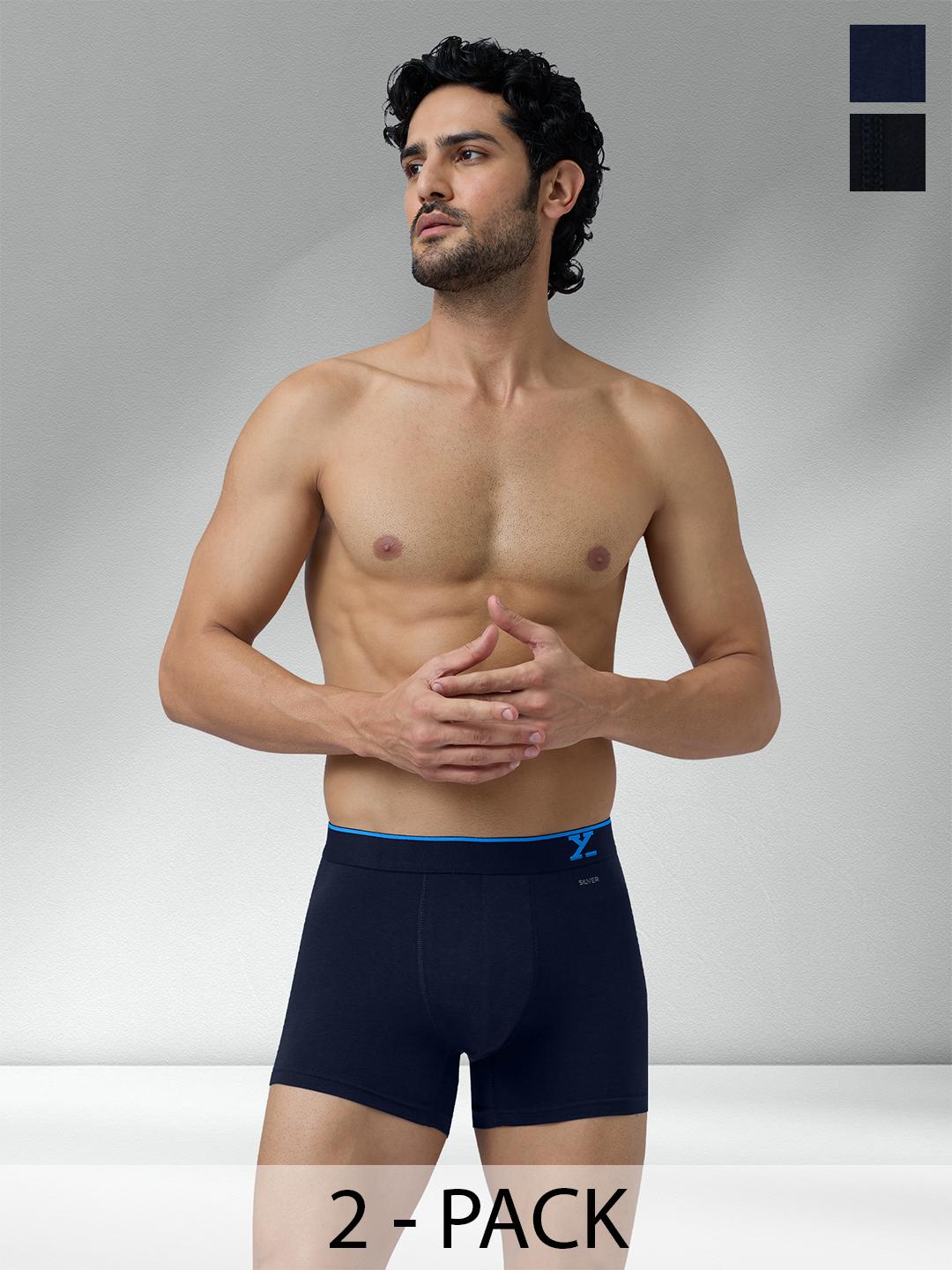 Buy XYXX Men Pack of 2 Traq Silver Cotton Trunk - Trunk for Men
