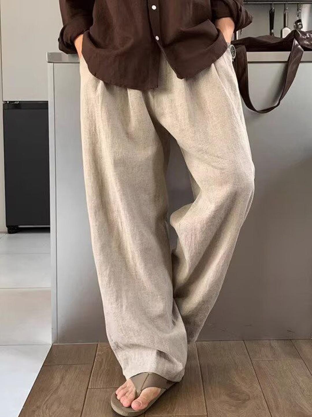 Suo Men Flared Easy Wash Pleated Trousers