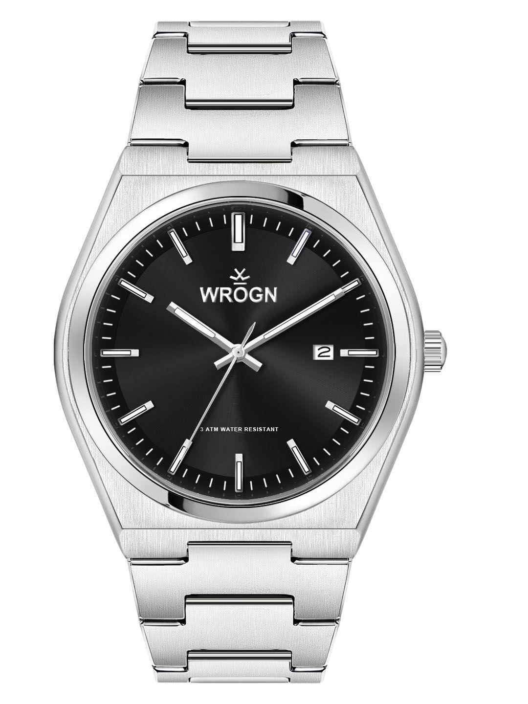 WROGN Men Brass Dial Stainless Steel Watch HOBWRG-CH786-BK - Image 1
