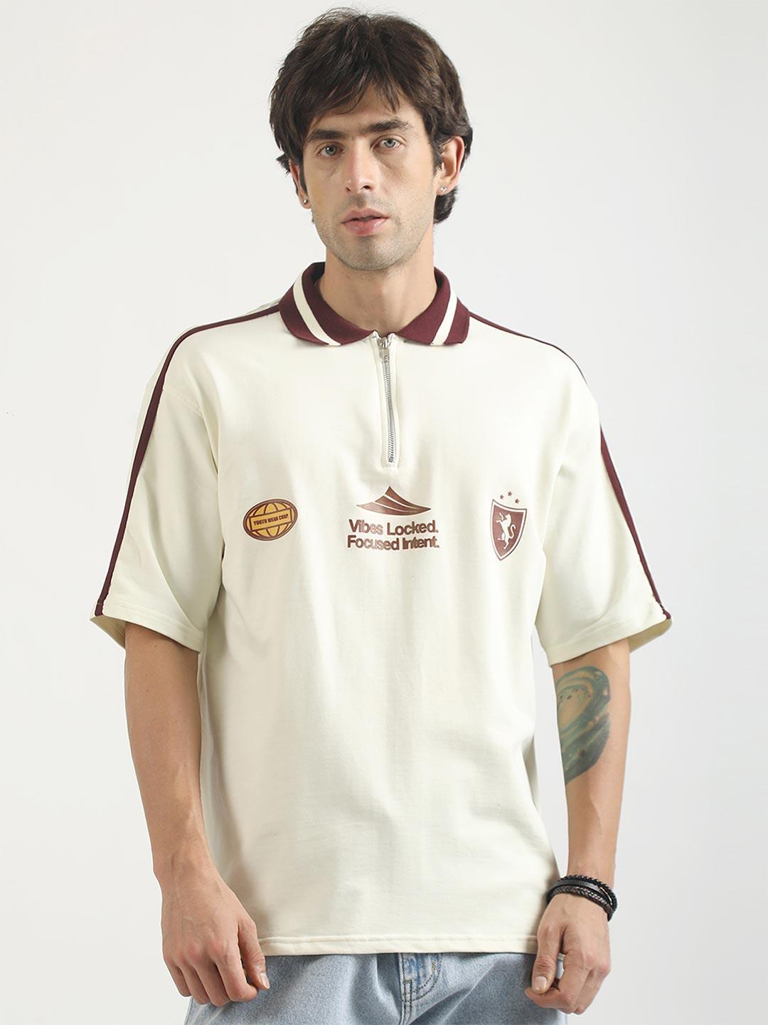 Maniac Men Typography Printed Polo T-shirt - Image 1