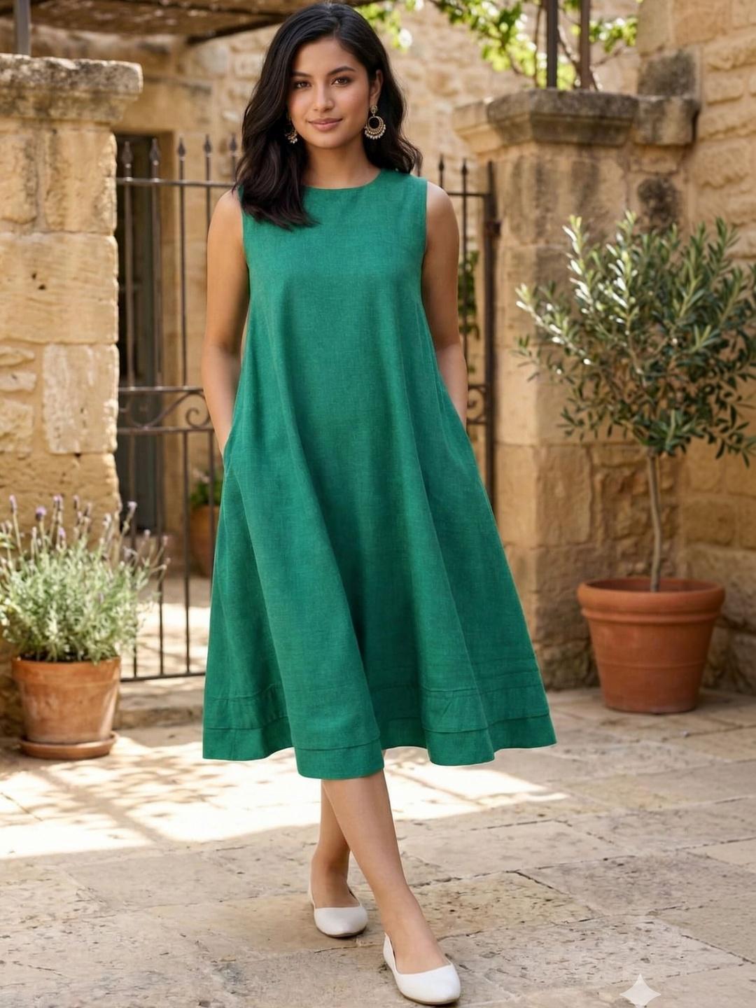 Buy KALINI Linen Blend A-Line Midi Dress - Dresses for Women 40507939 | Myntra Buy KALINI Linen Blend A-Line Midi Dress - Dresses for Women 40507939 | Myntra
