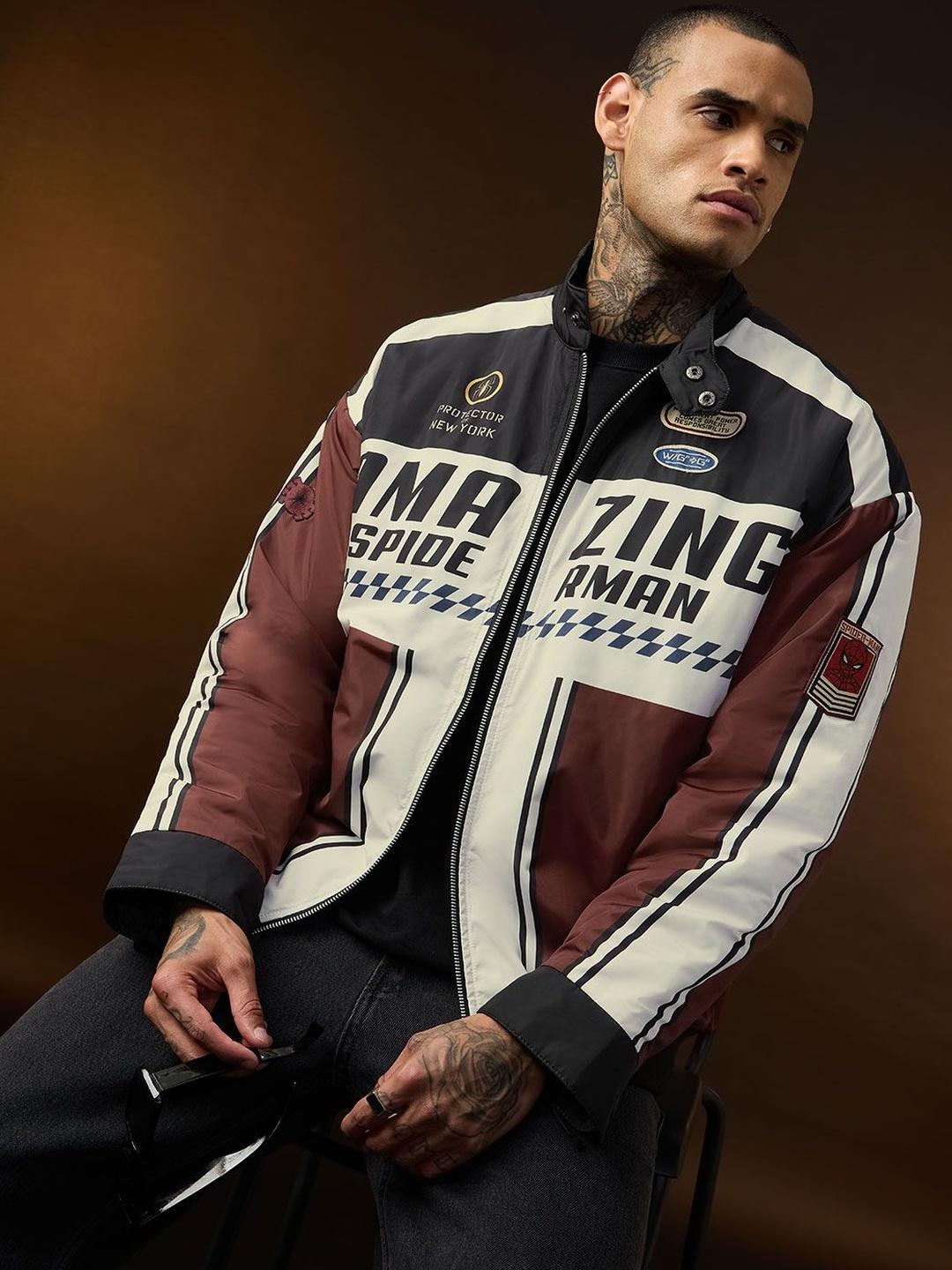 The Souled Store Spider Man Patchwork Biker Jacket