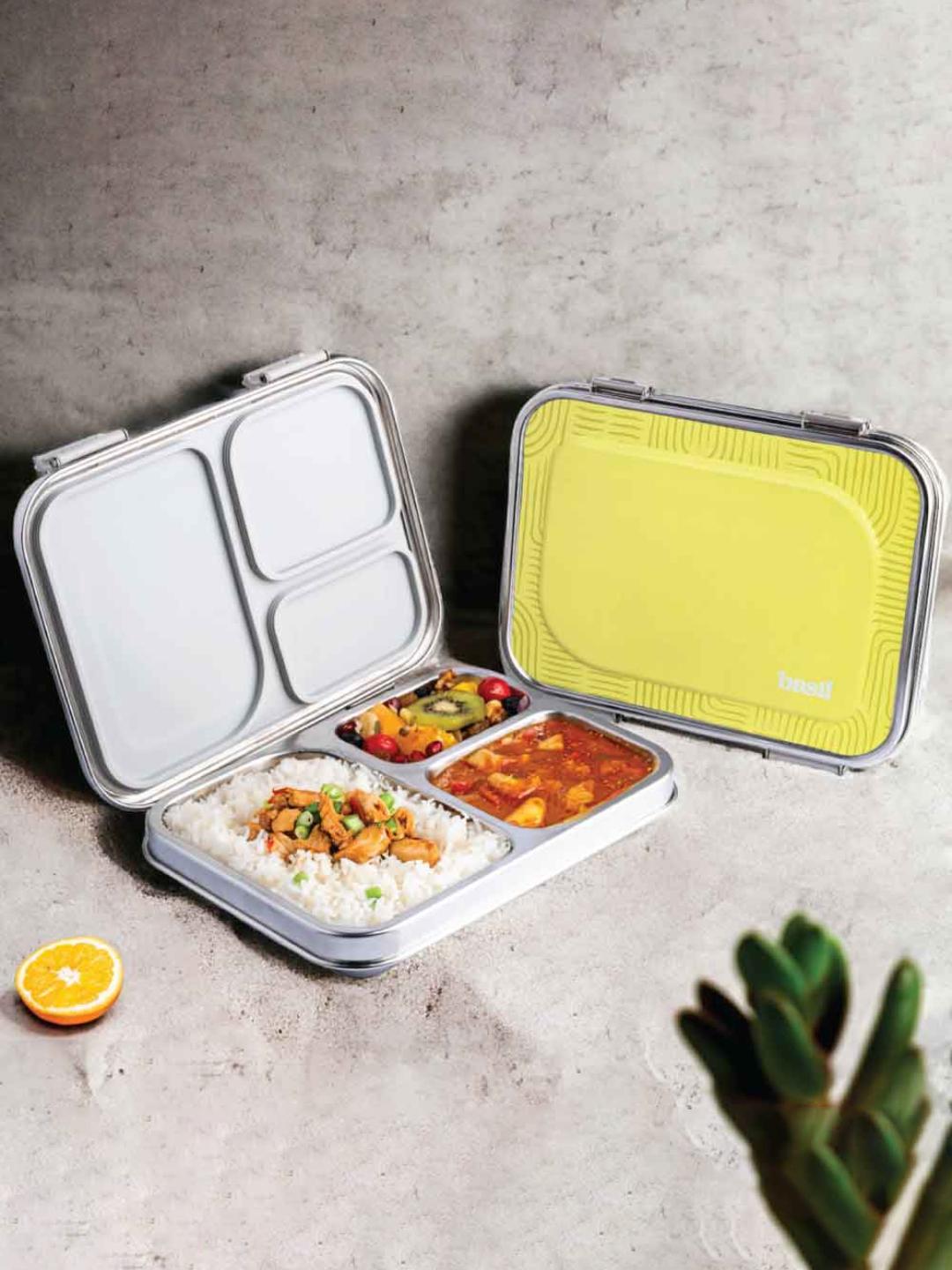 Buy BASIL Bento Green Stainless Steel Lunch Box 3 Compartment Leak