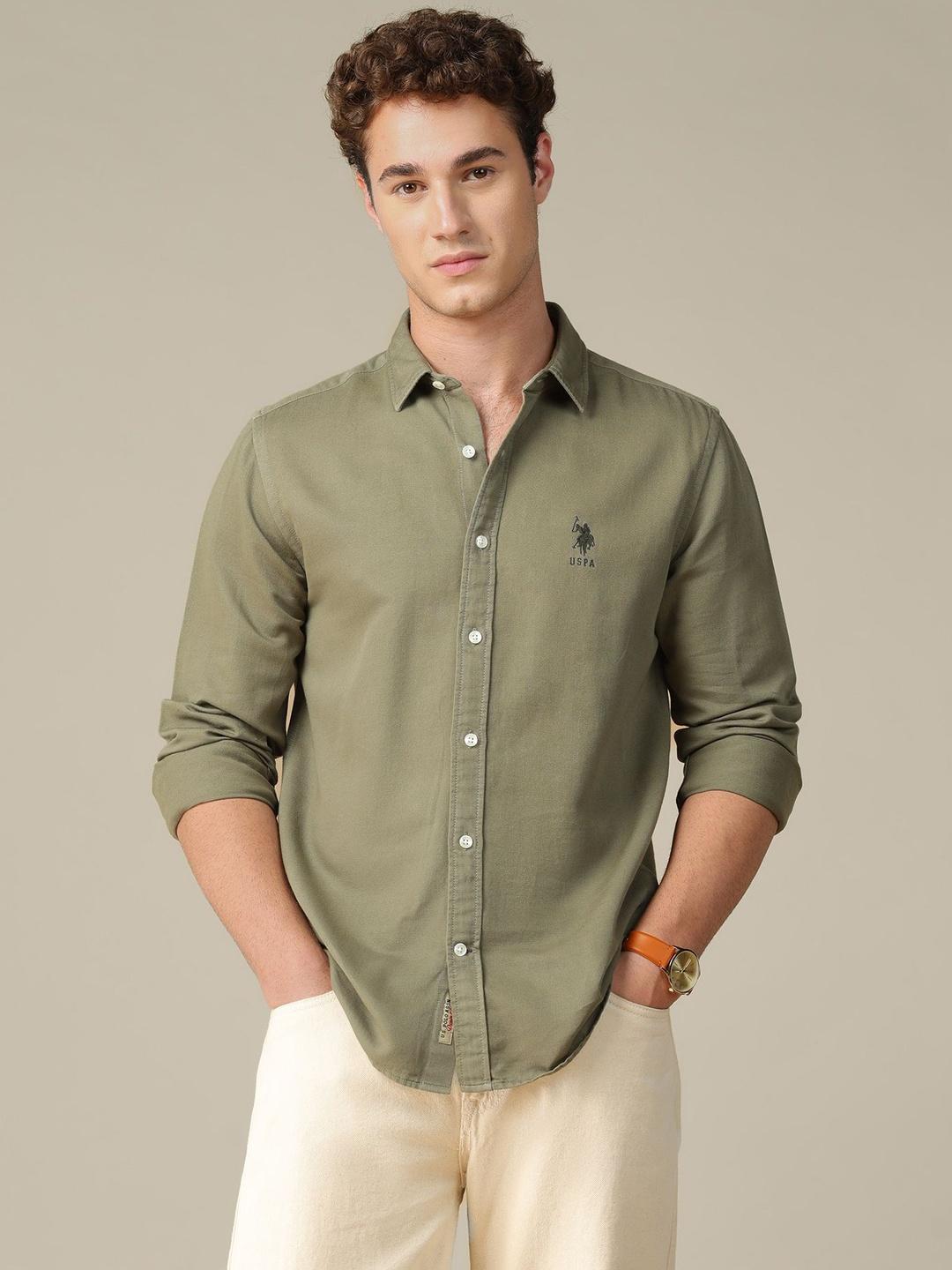 U.S. Polo Assn. Denim Co. Men Blue Spread Collar Casual Shirt - Image 1