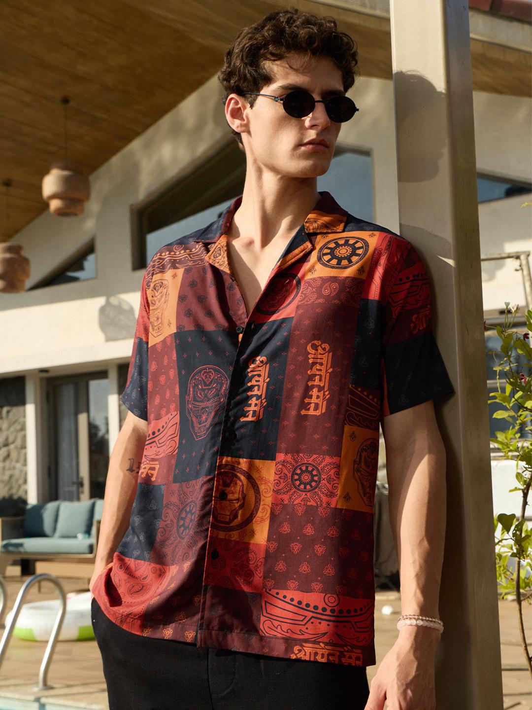 The Souled Store Men Marvel Iron Man Printed Brown Shirt - Image 1