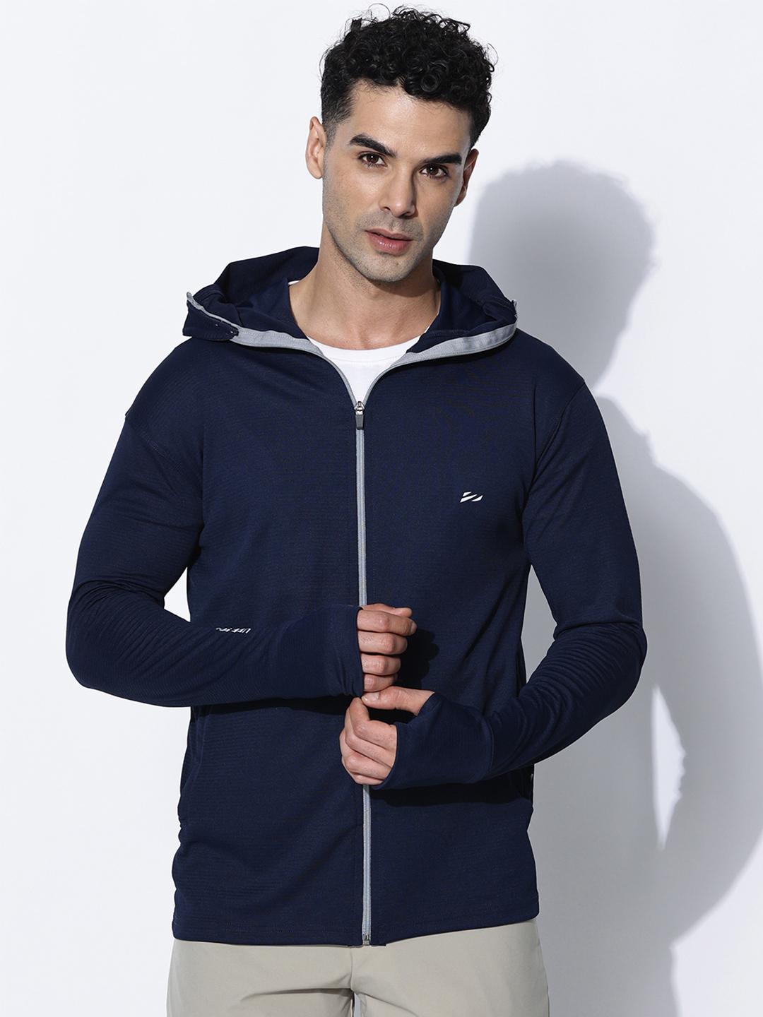 BLUE TYGA Men Lightweight Hooded UV Jacket Blue - Image 1