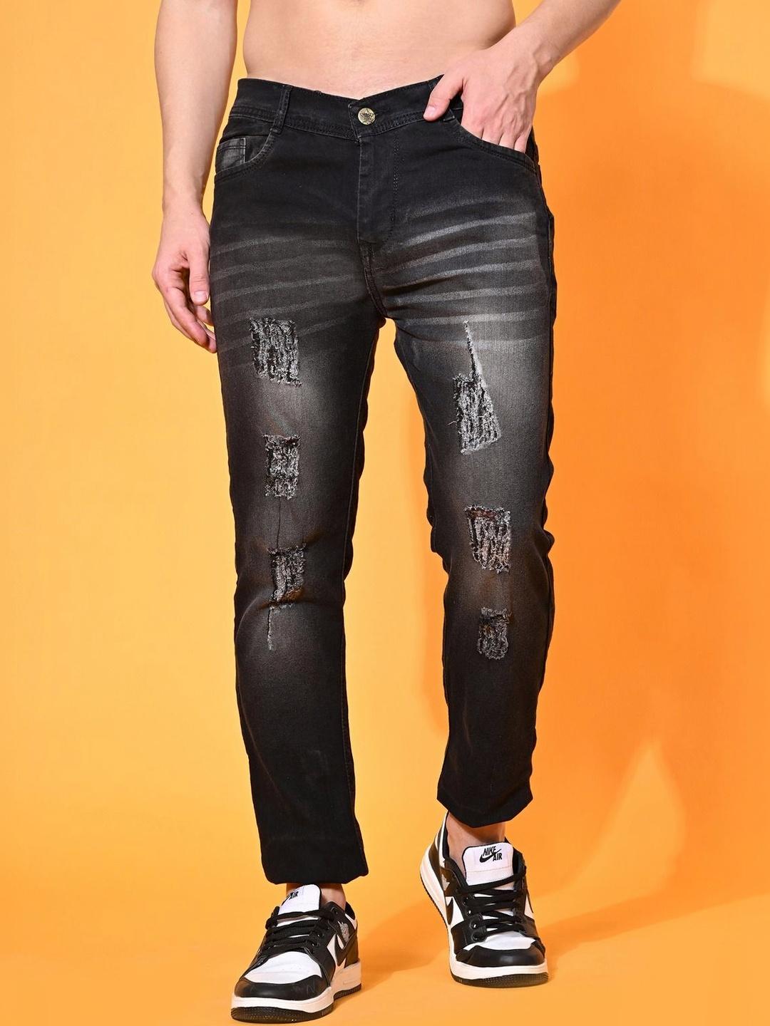 Metronaut Men Slim Fit Distressed Light Fade Jeans - Image 1