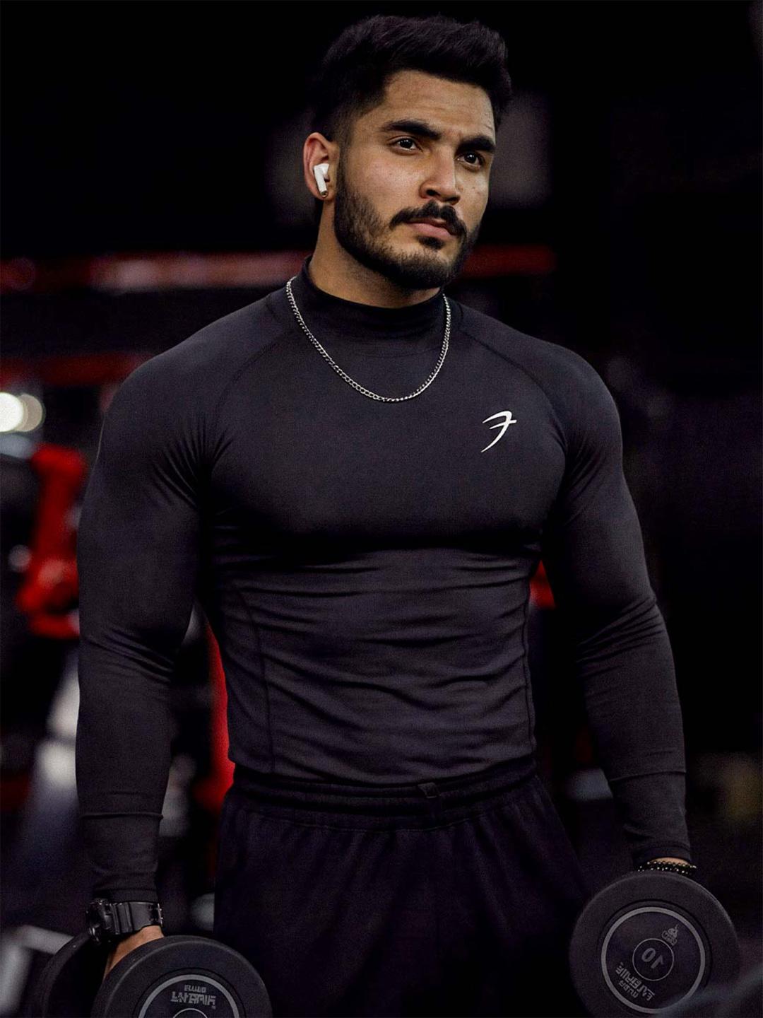 FUAARK Men Stretchex High Neck Solid Compression T-shirt - Image 1