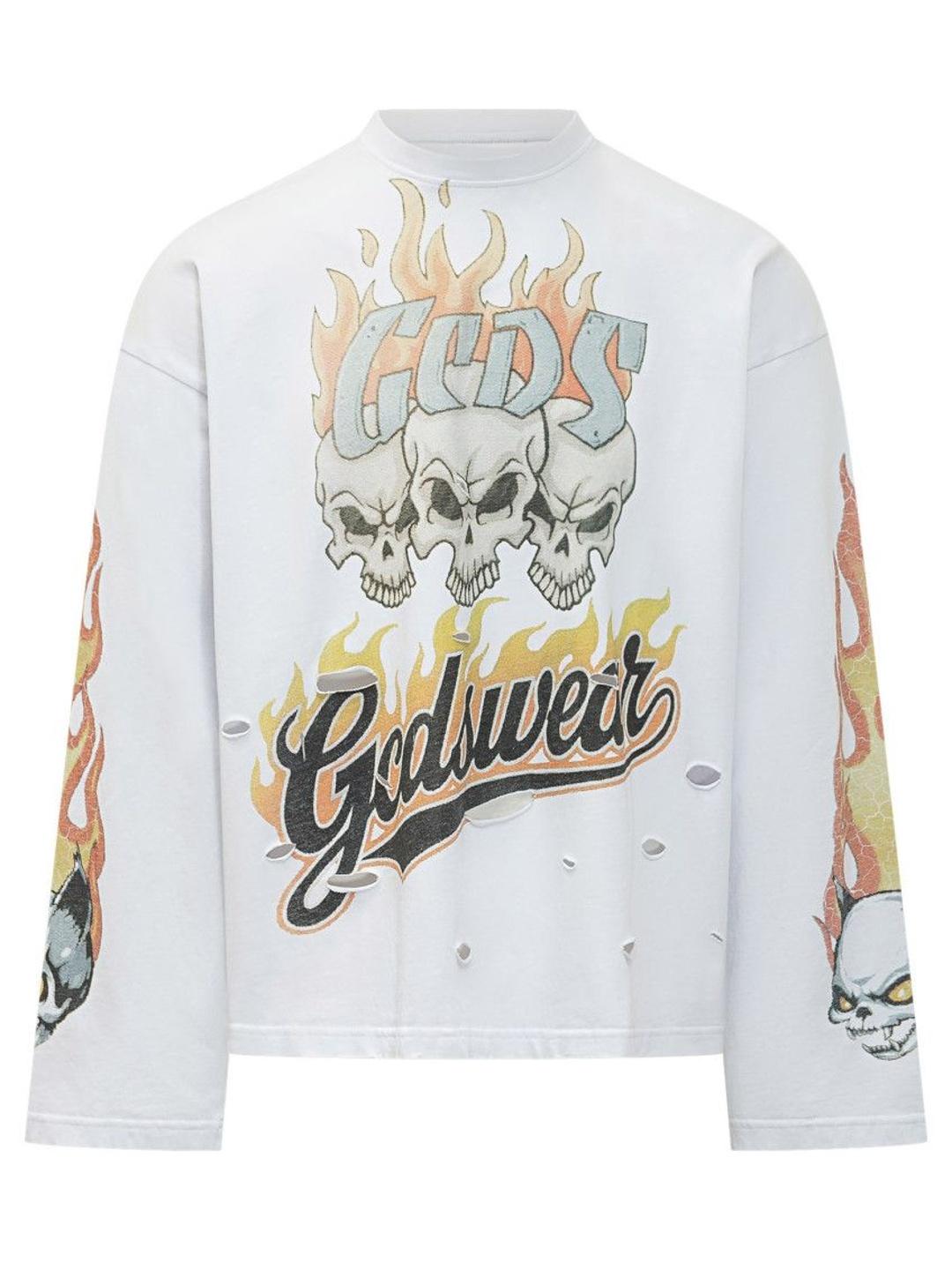 GCDS White Full Sleeves T-Shirt