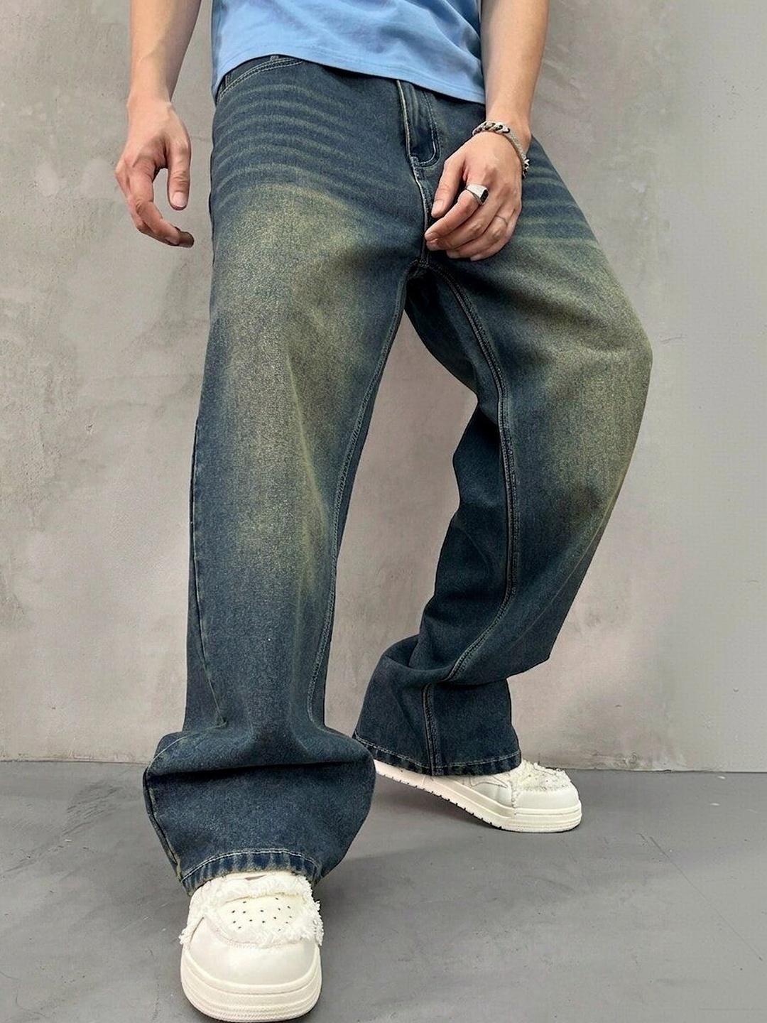PINKLIT Men Straight Fit Mid-Rise Light Fade Jeans - Image 1