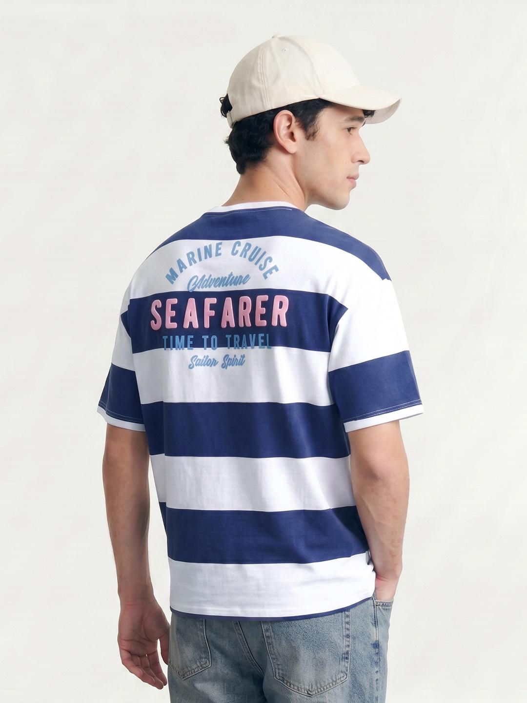 Mast & Harbour Striped Typography T-Shirt - Image 1