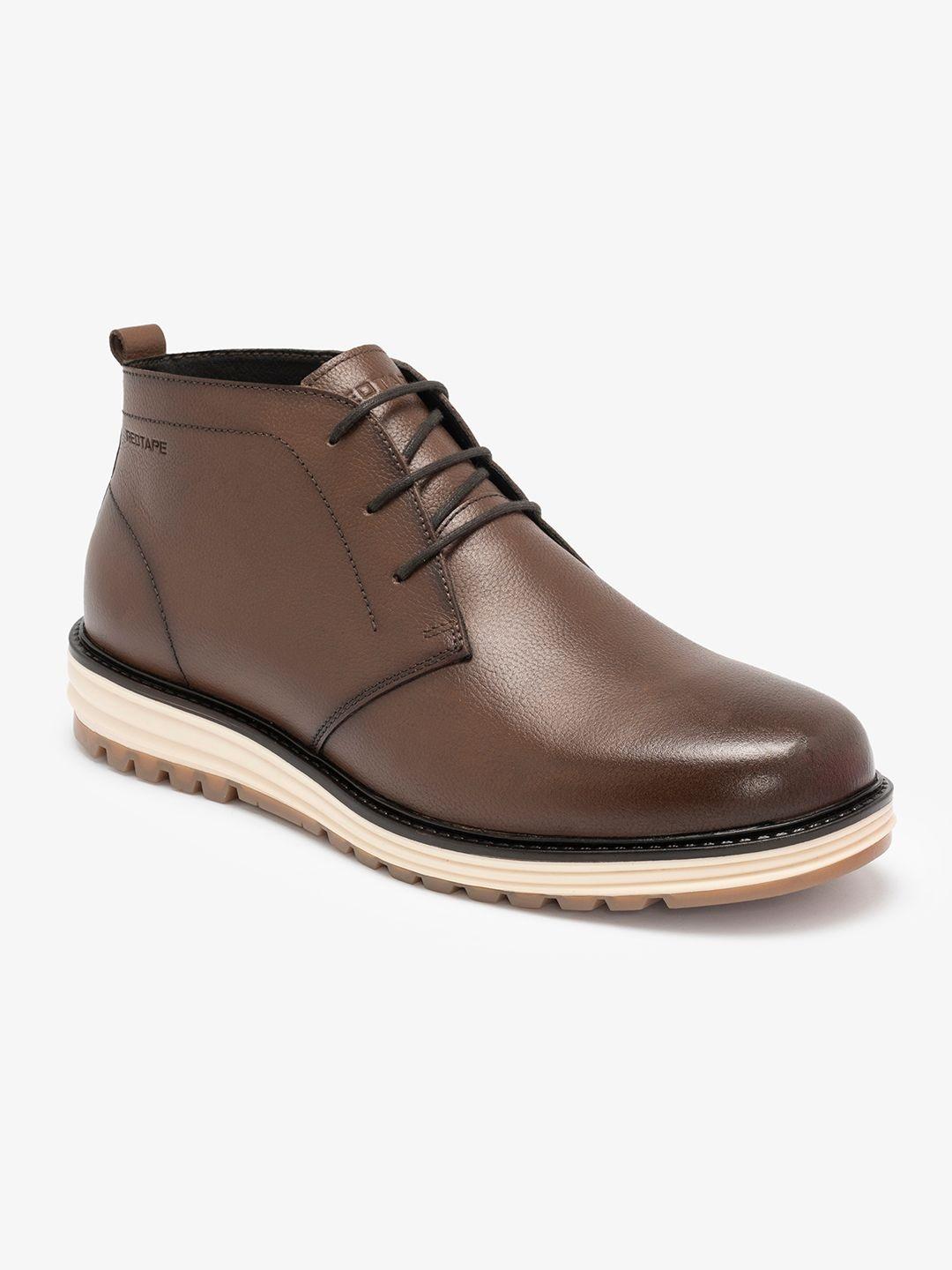 Red Tape Men Round Toe Lace-Up Boots Red - Image 1