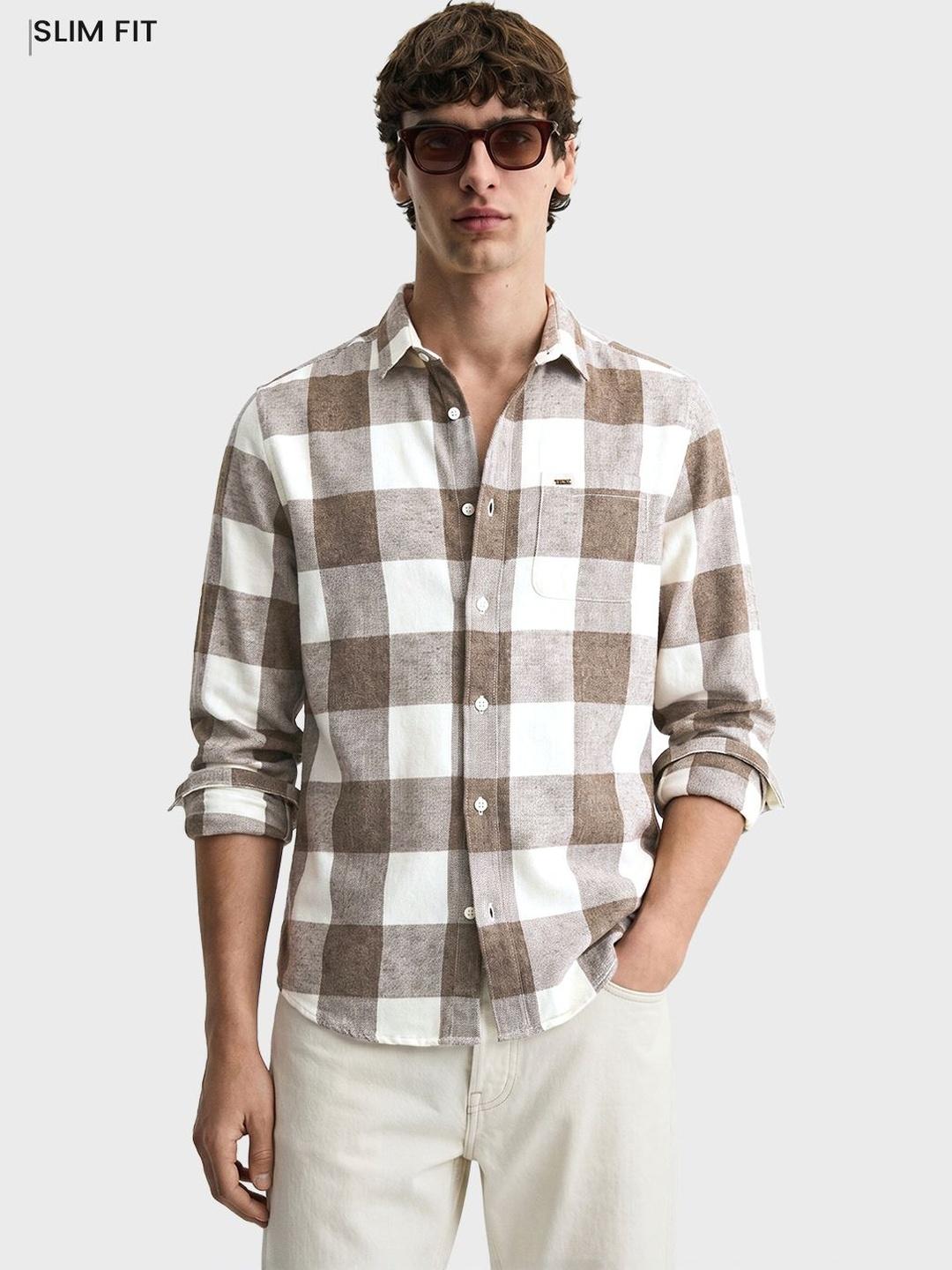 The Indian Garage Co Men Slim Fit Checked Casual Shirt - Image 1