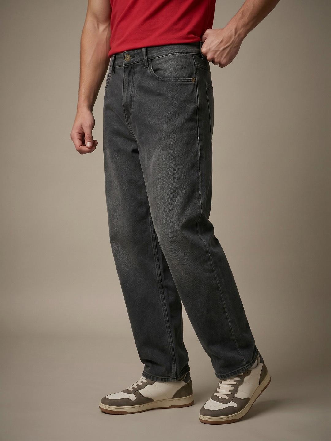glitchez Men Barrel Fit Light Fade Stretchable Jeans - Image 1
