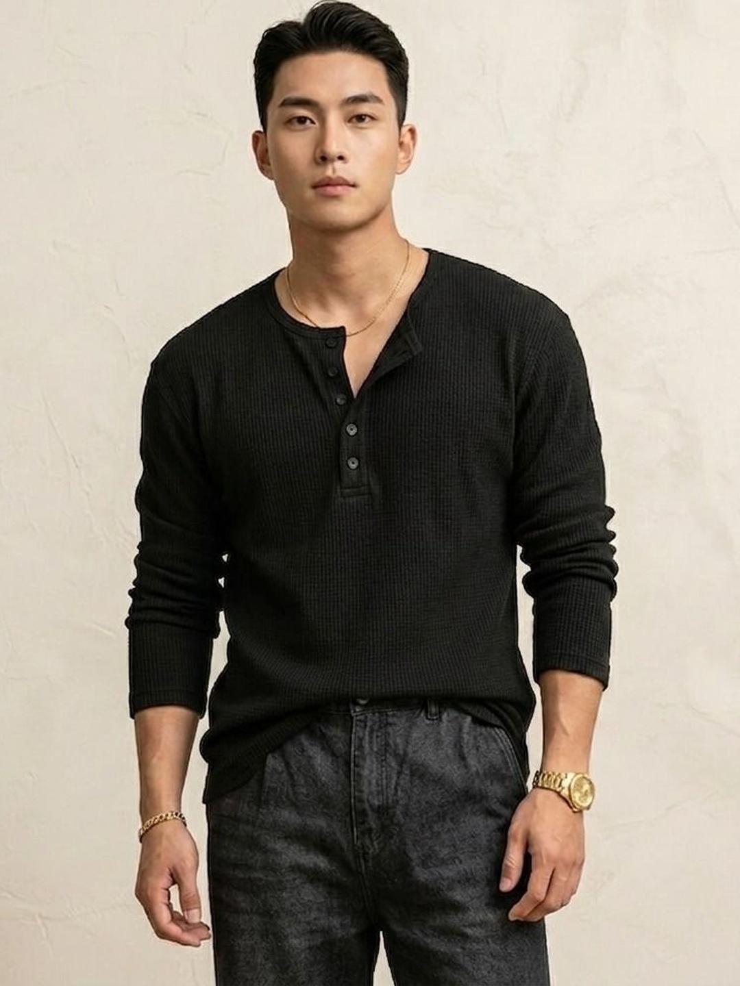 Netclick Men Henley Neck T-shirt
