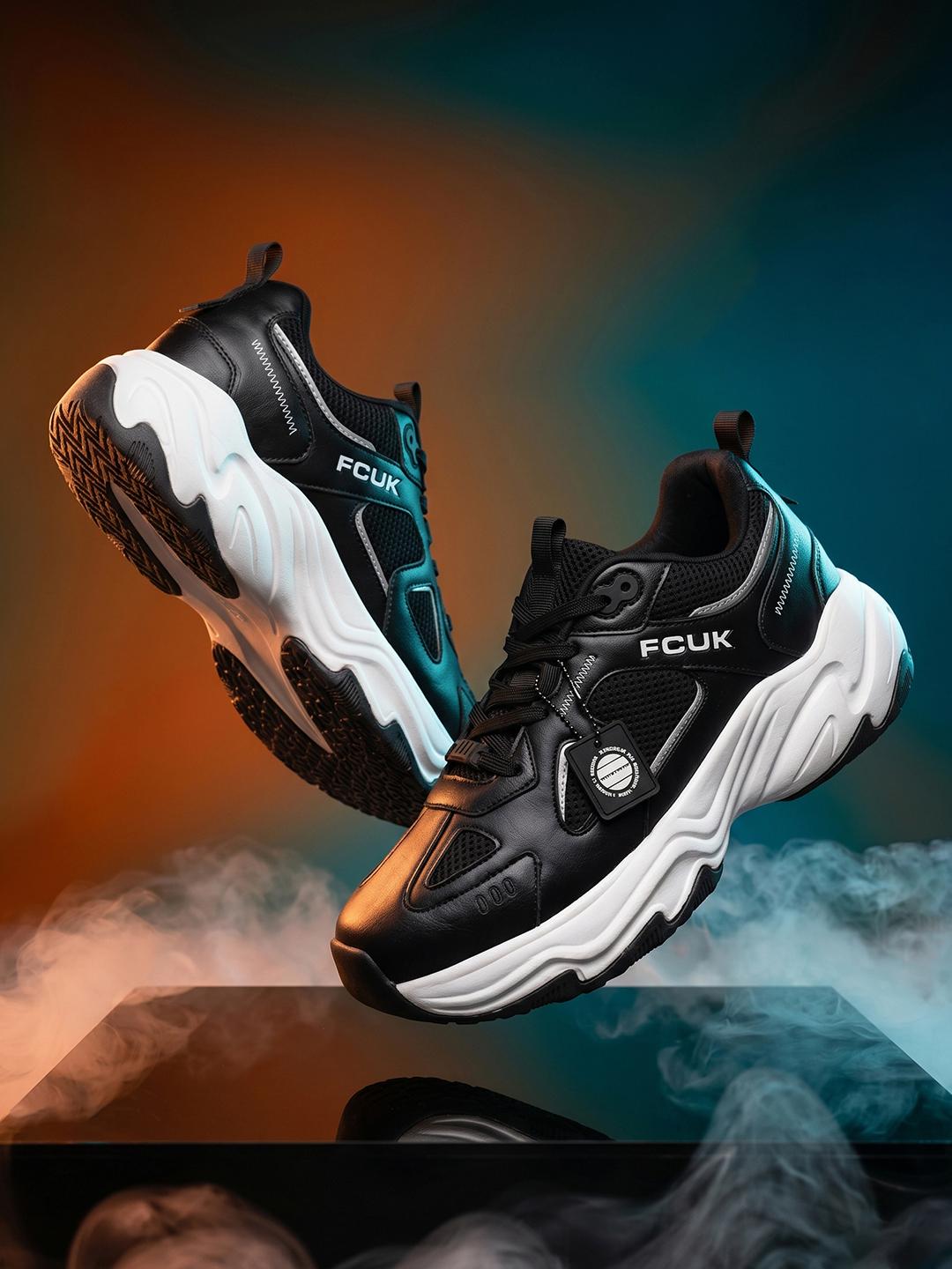 FCUK Men Black Lace-Up Sneakers - Image 1