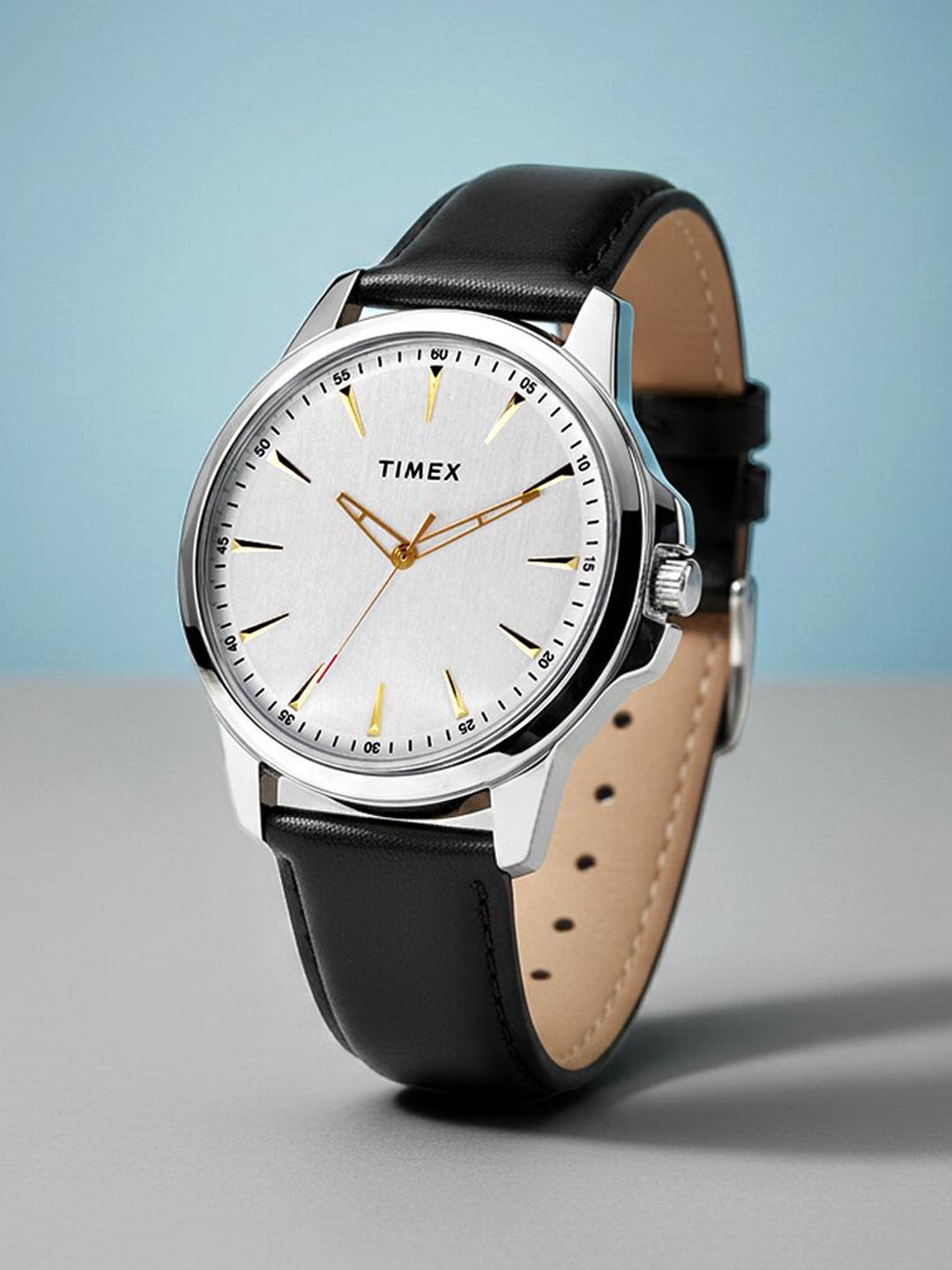 Timex Men Brass Dial & Leather Straps Analog Watch